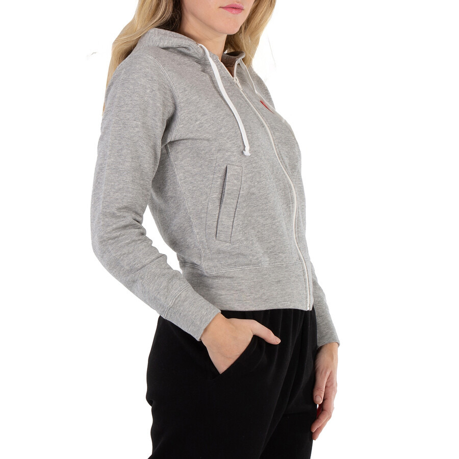 Comme Des Garcons Ladies Embroidered Hearts-appliqued Cotton-jersey Hoodie - 4
