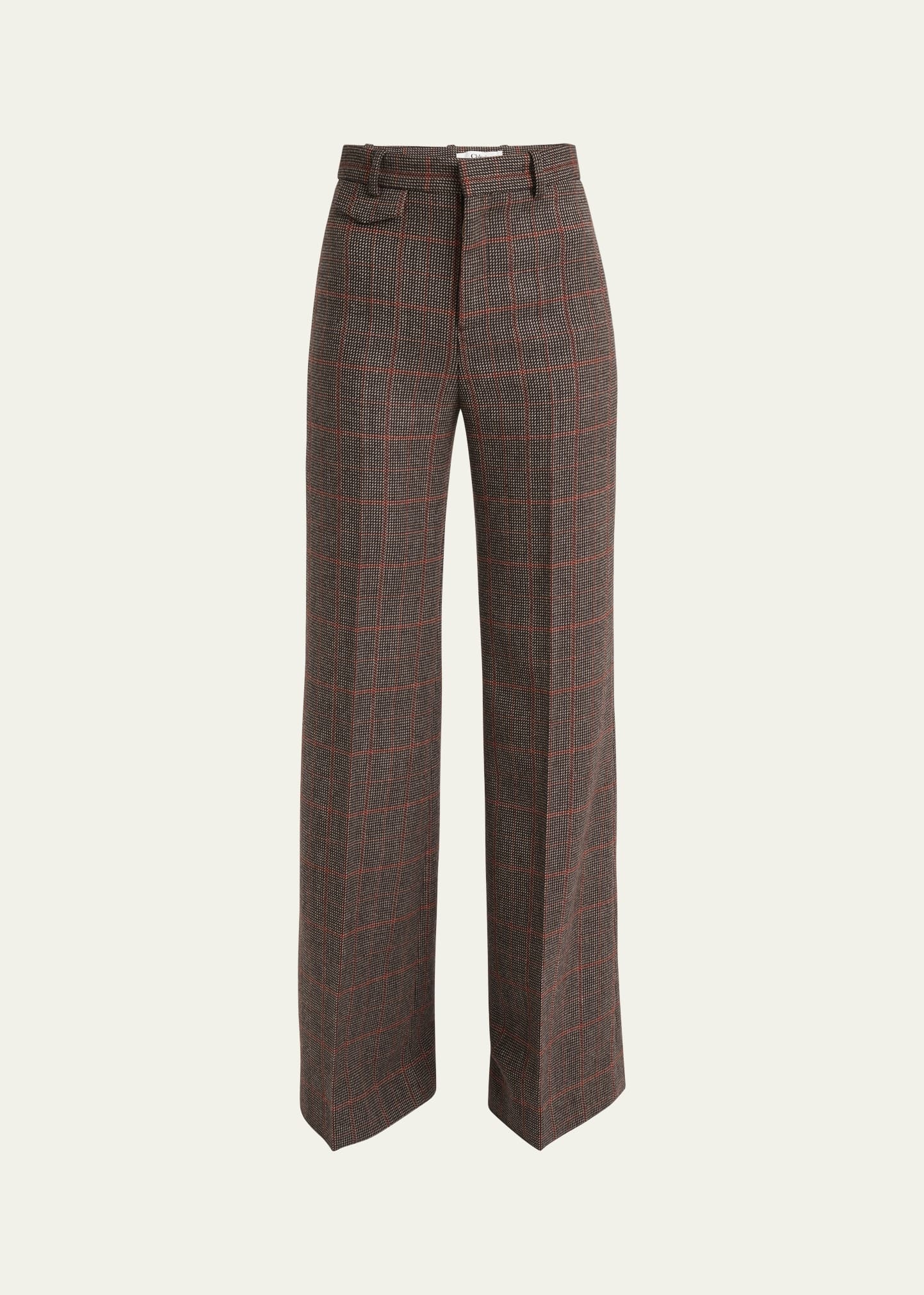 Plaid Wide-Leg Pants - 1