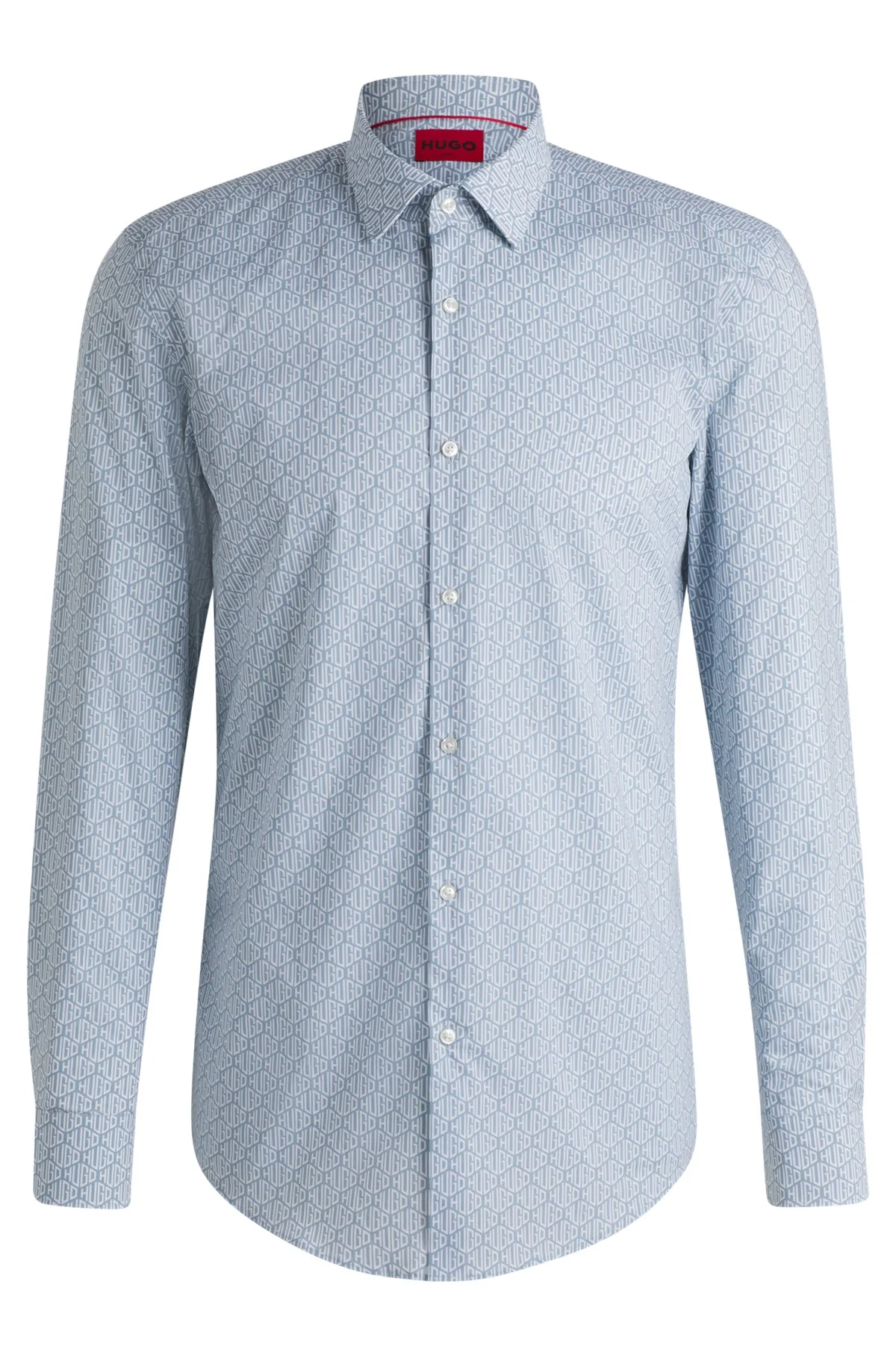 SLIM-FIT SHIRT IN PRINTED COTTON POPLIN - 1