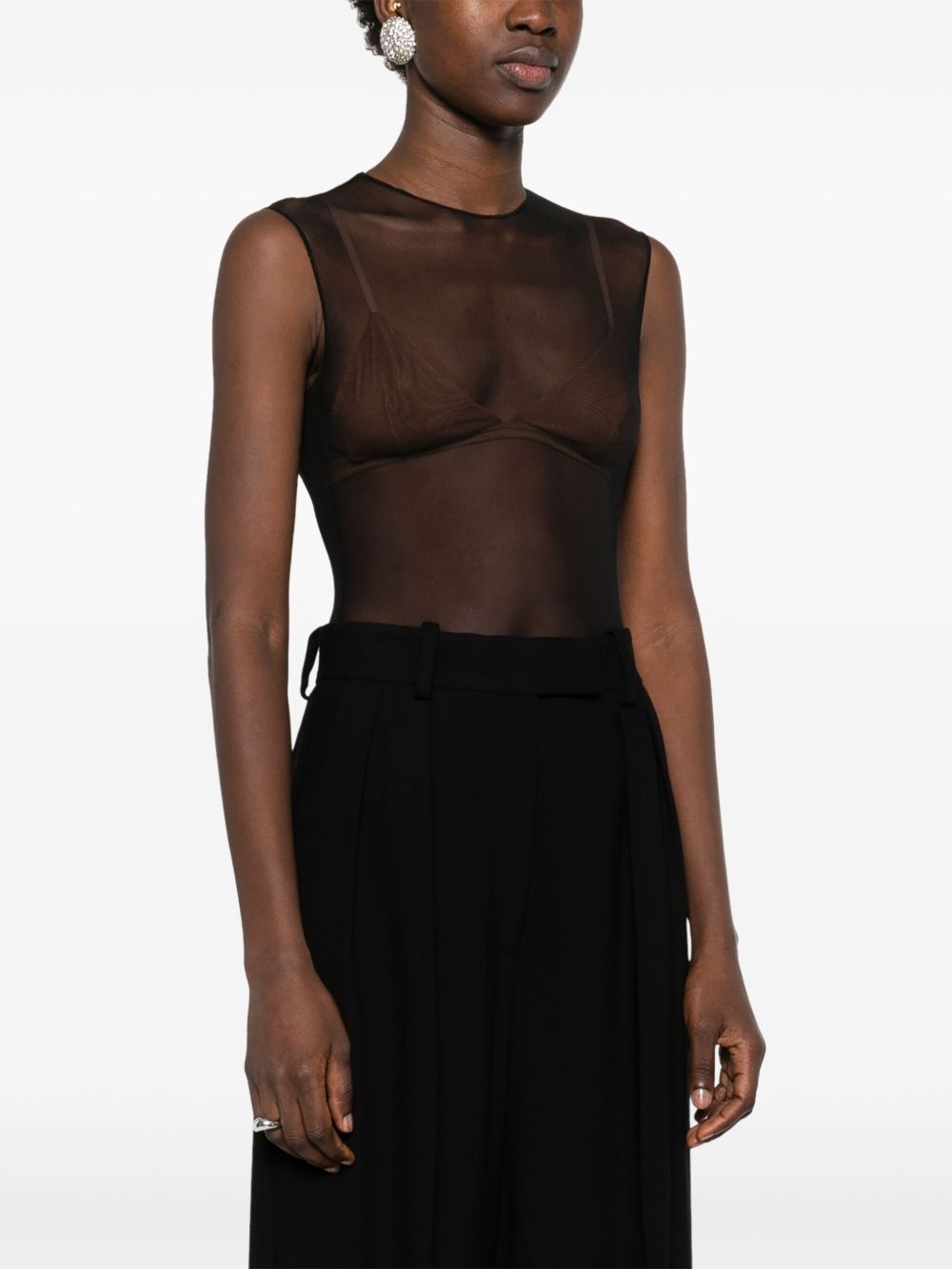 crew-neck mesh bodysuit - 3