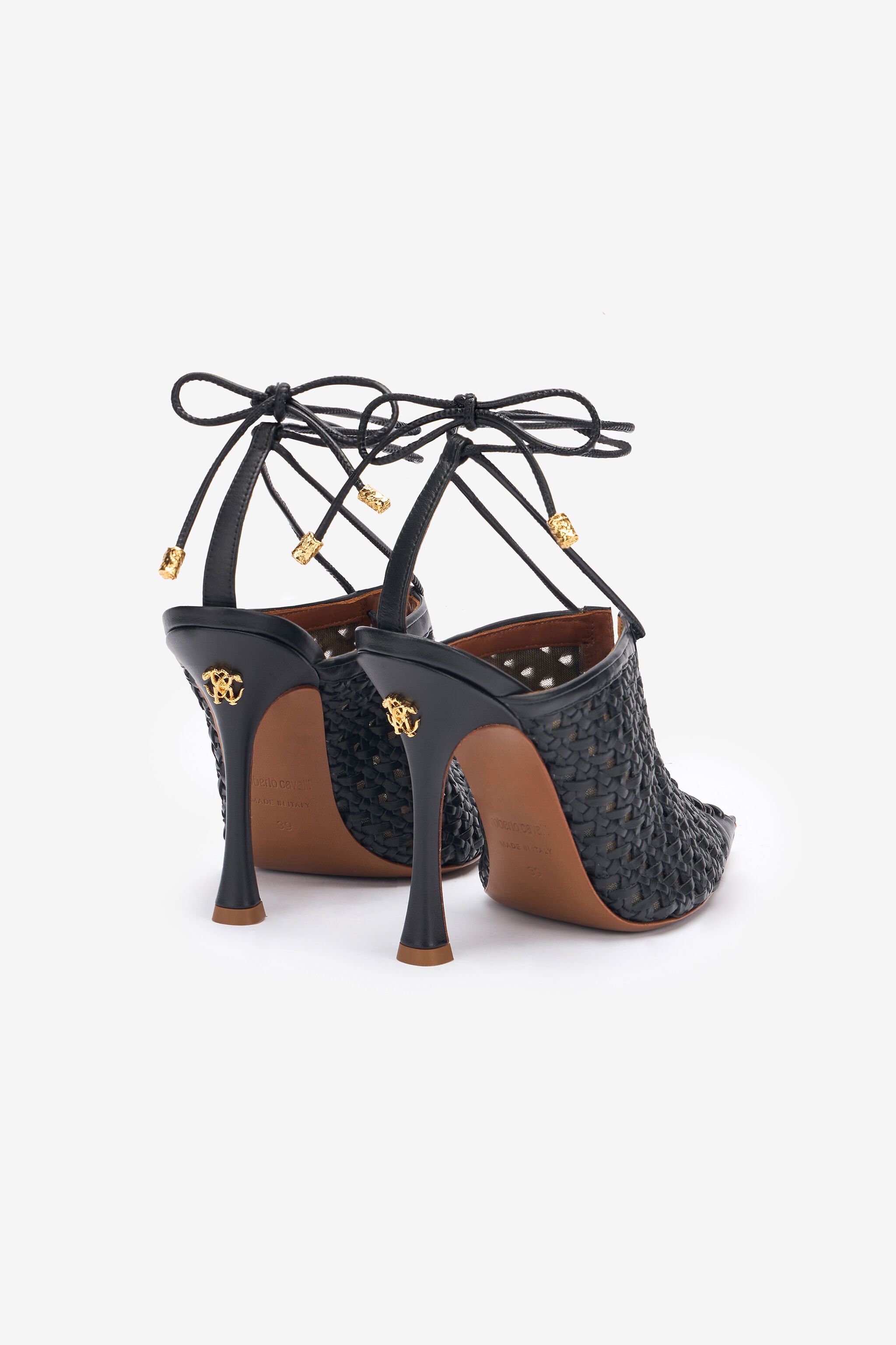 Black Woven Lace-Up Sabot - 3