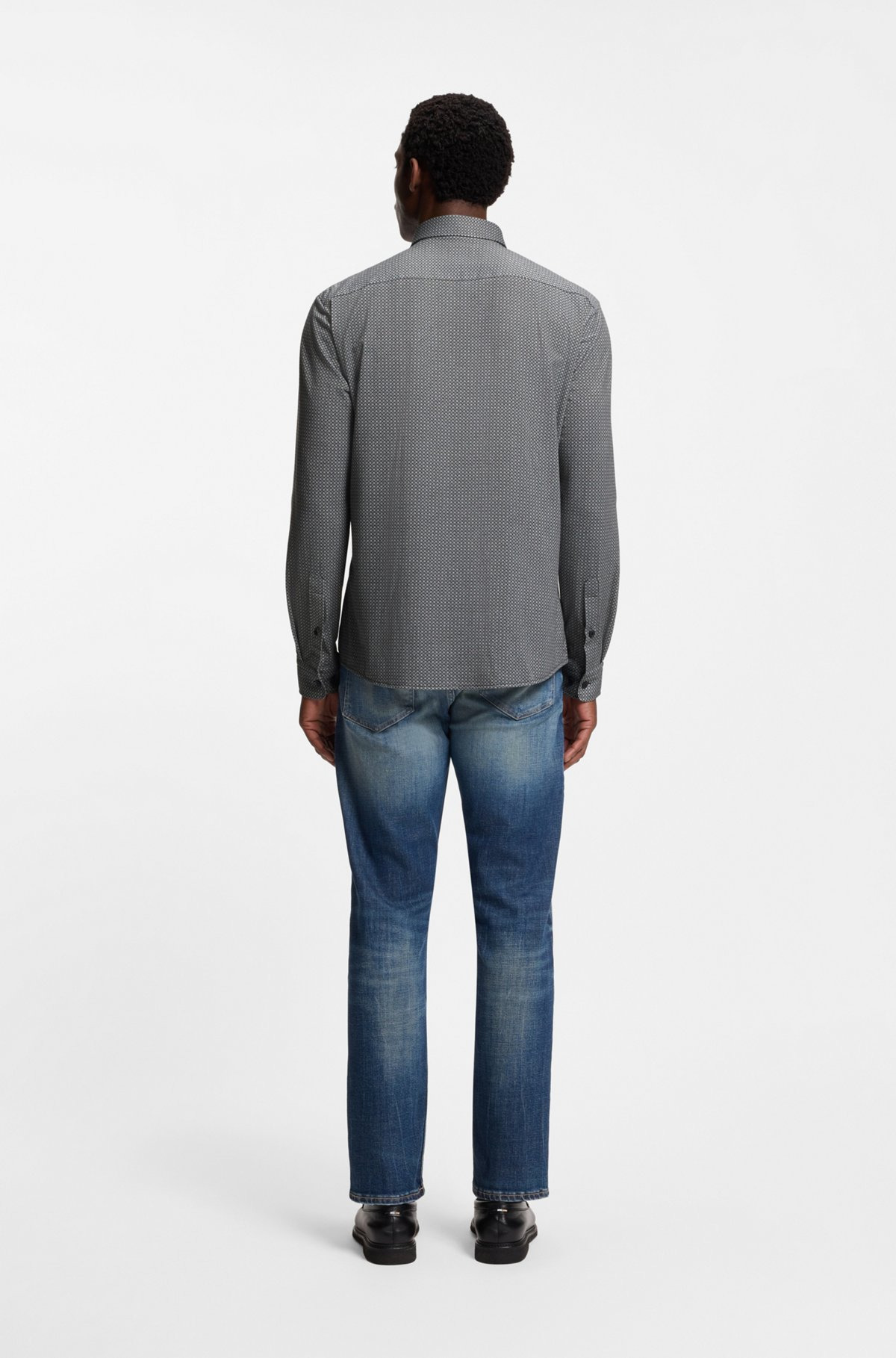 SLIM-FIT SHIRT IN PRINTED FLEX-WEAVE FABRIC - 5