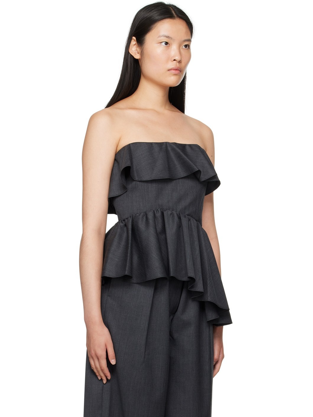 Gray Ruffled Camisole - 2