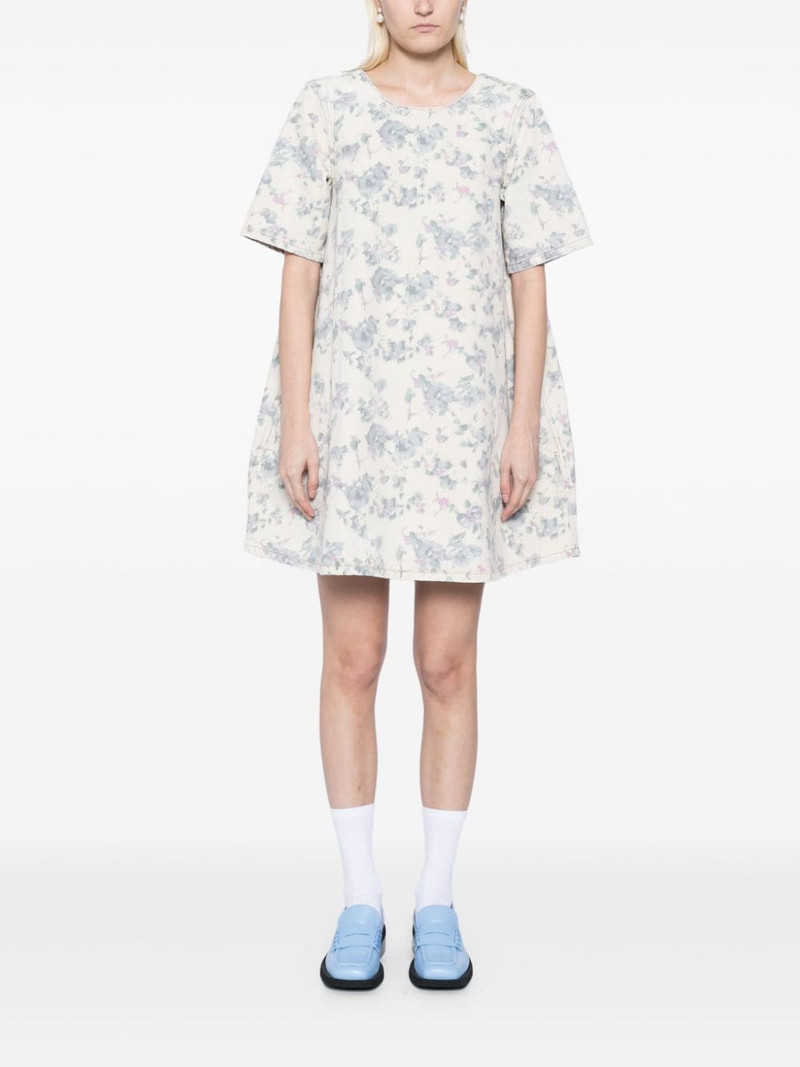 GANNI floral-print denim dress outlook