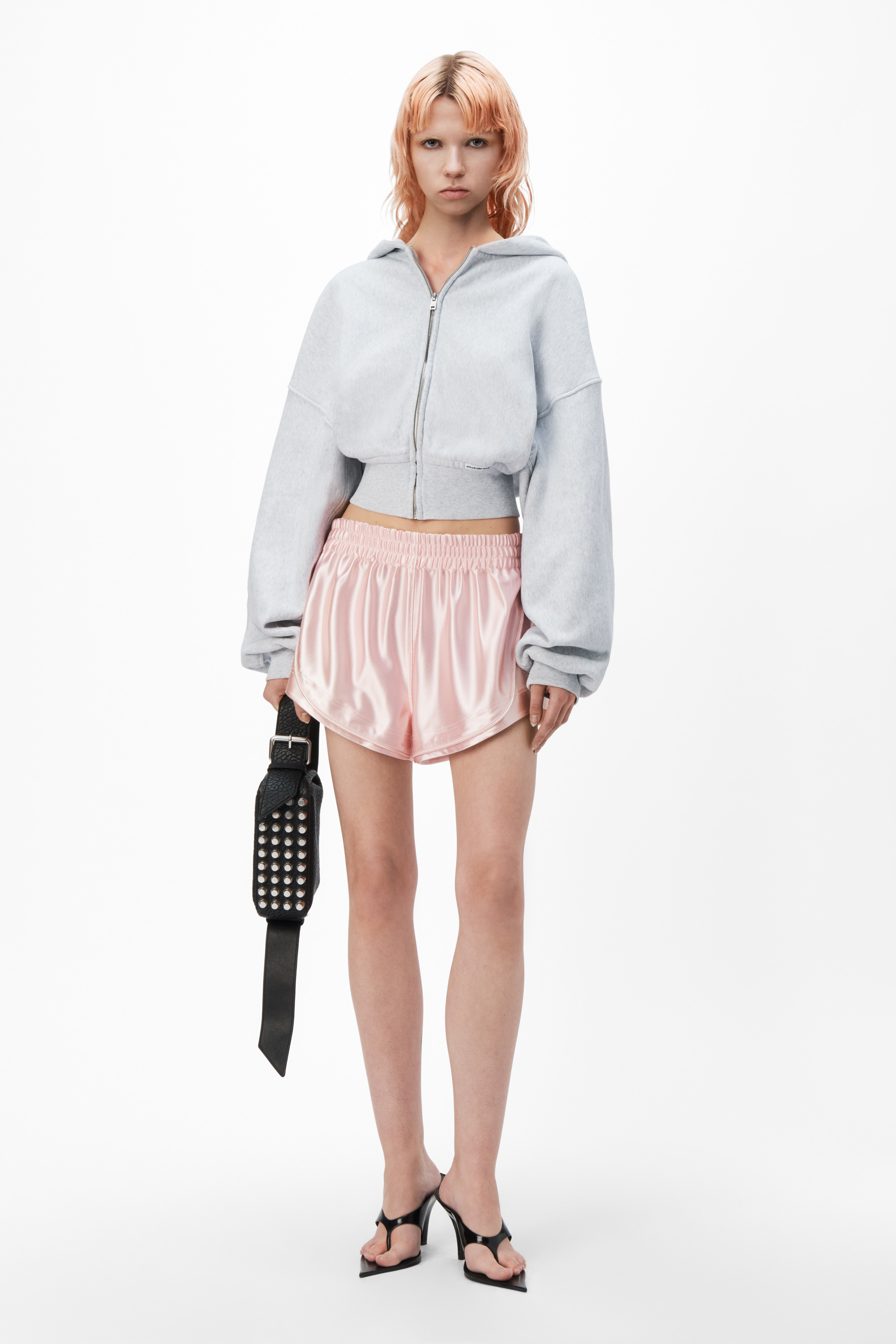 cropped zip up hoodie in classic terry - 7