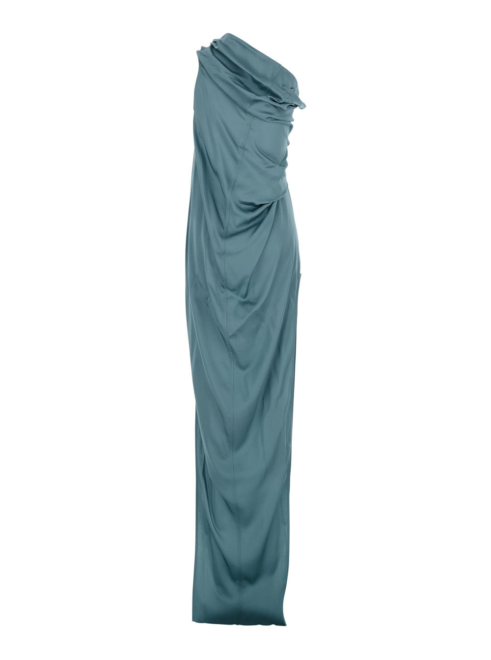 Rick Owens Women 'Athena Arrowhead' Light Blue Long Dress With One Shoulder Design And Side Slits In - 2