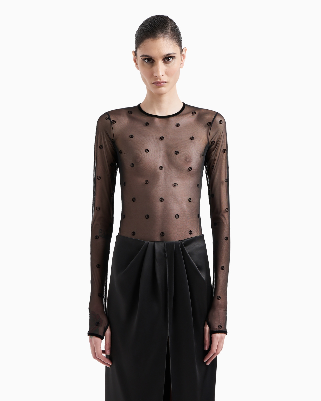 Long-sleeved bodysuit with all-over GA logo - 4