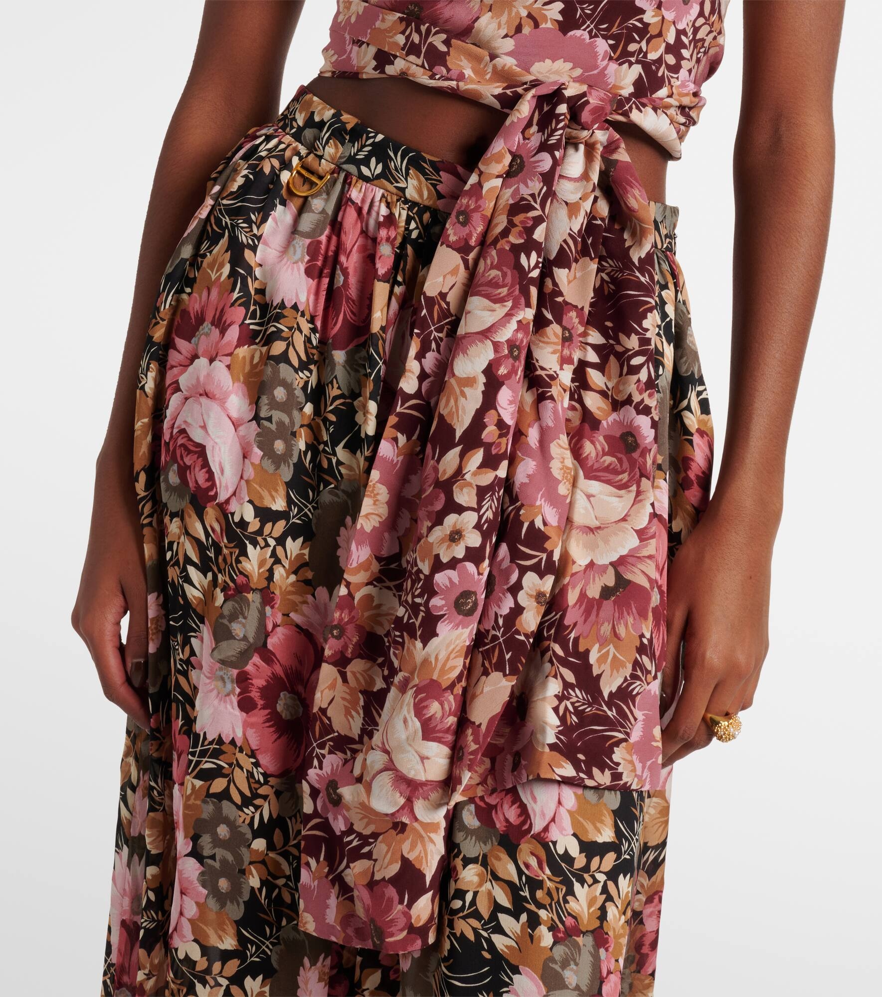 Floral crêpe de chine crop top - 5
