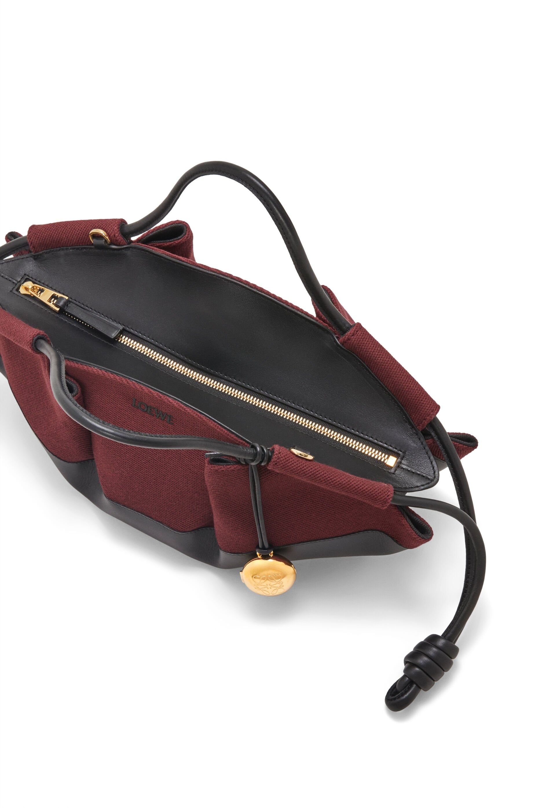Small Paseo bag in shiny nappa calfskin and canvas - 7