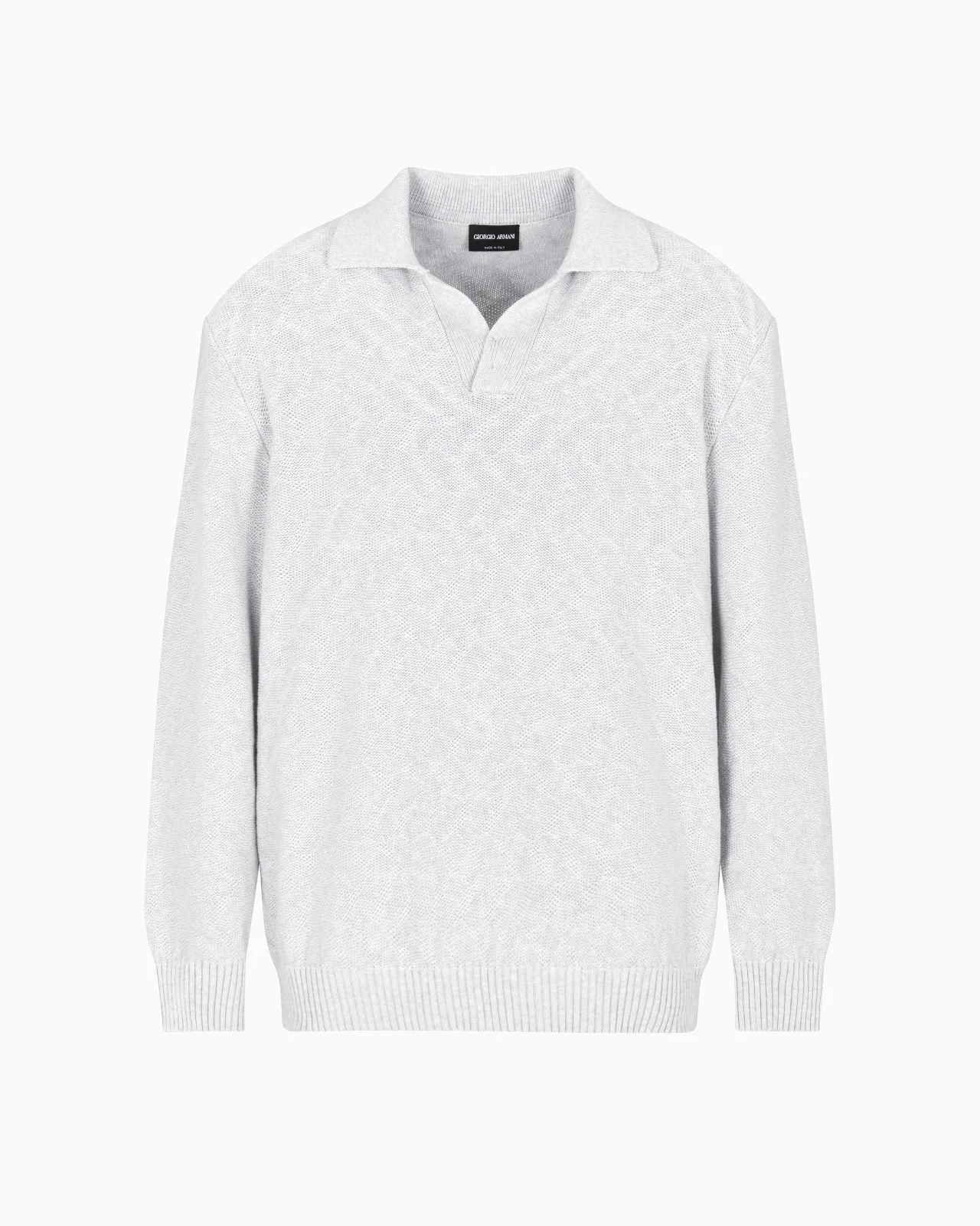 COTTON JACQUARD KNITTED POLO SHIRT - 1