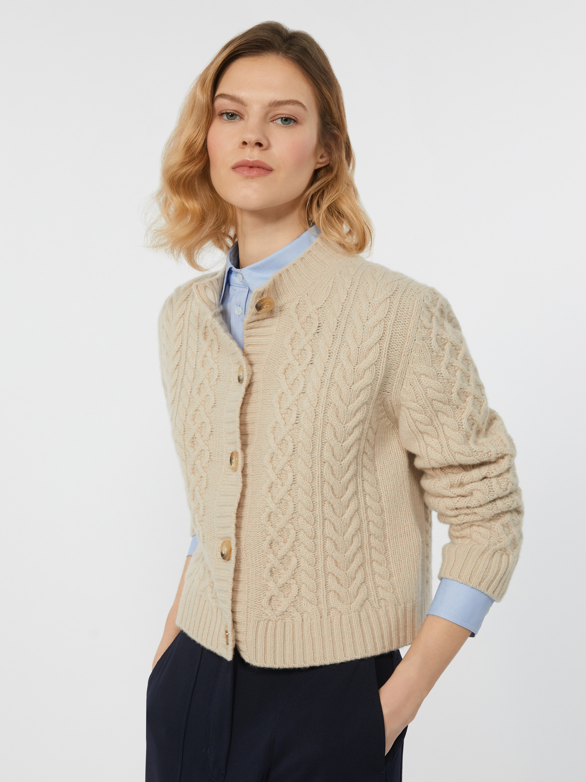 ABITO Wool knit crew-neck cardigan - 5