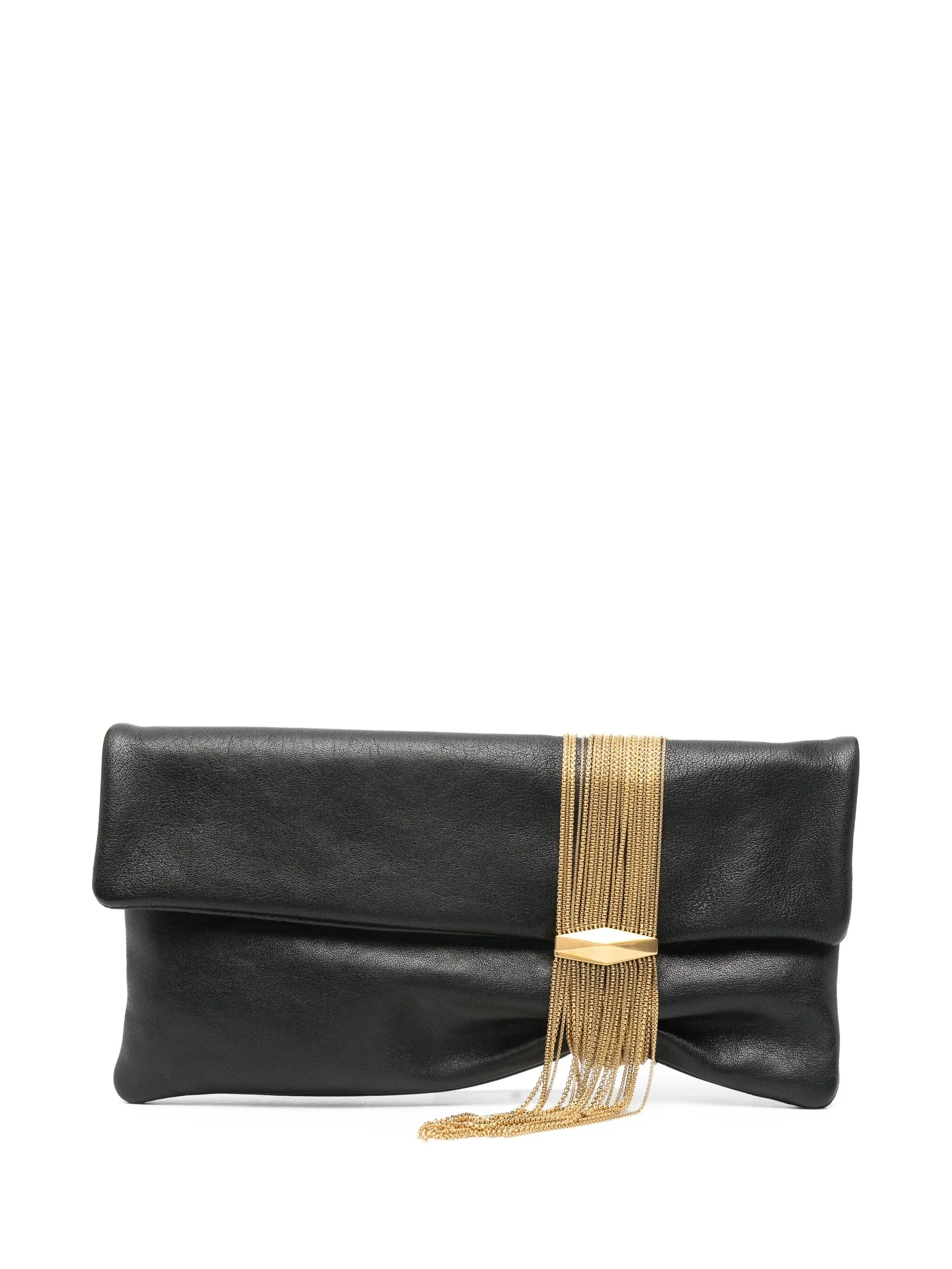 Zandra chain-embellished leather clutch - 1