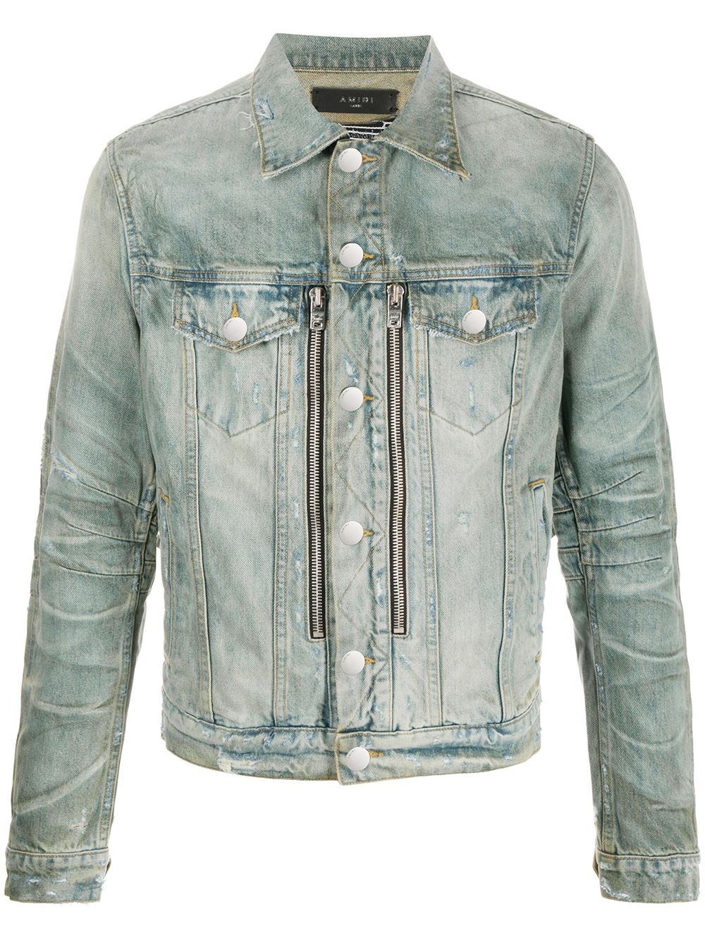 paisley-trimmed denim jacket - 1