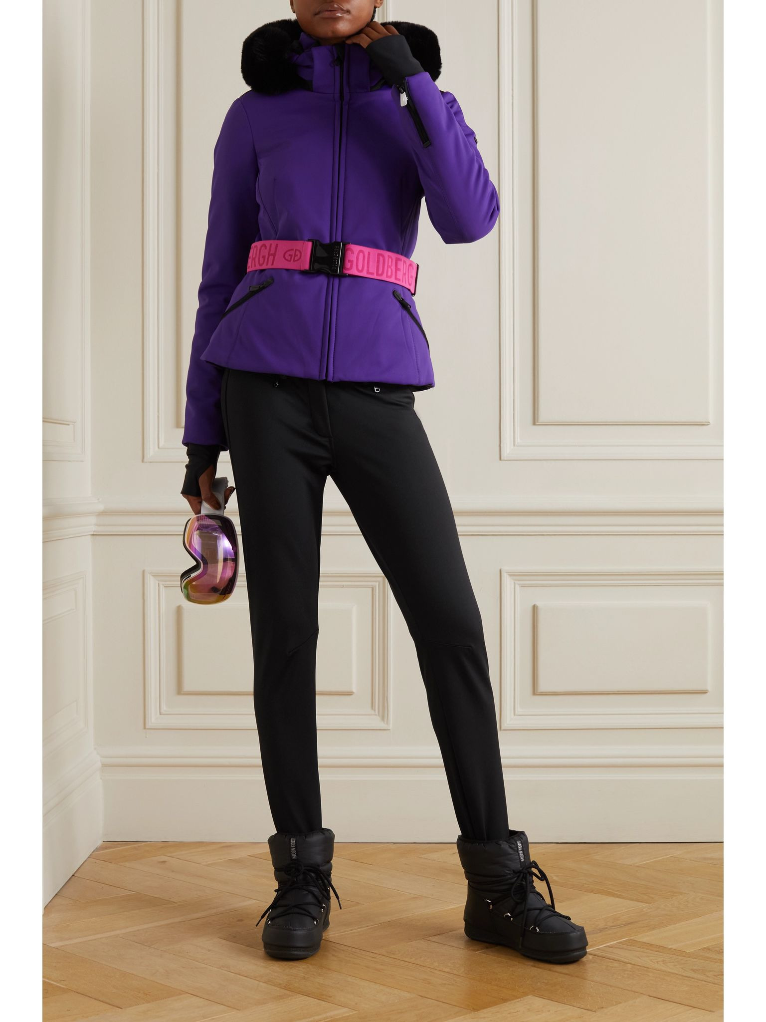 Paris belted stirrup ski pants Black - 2