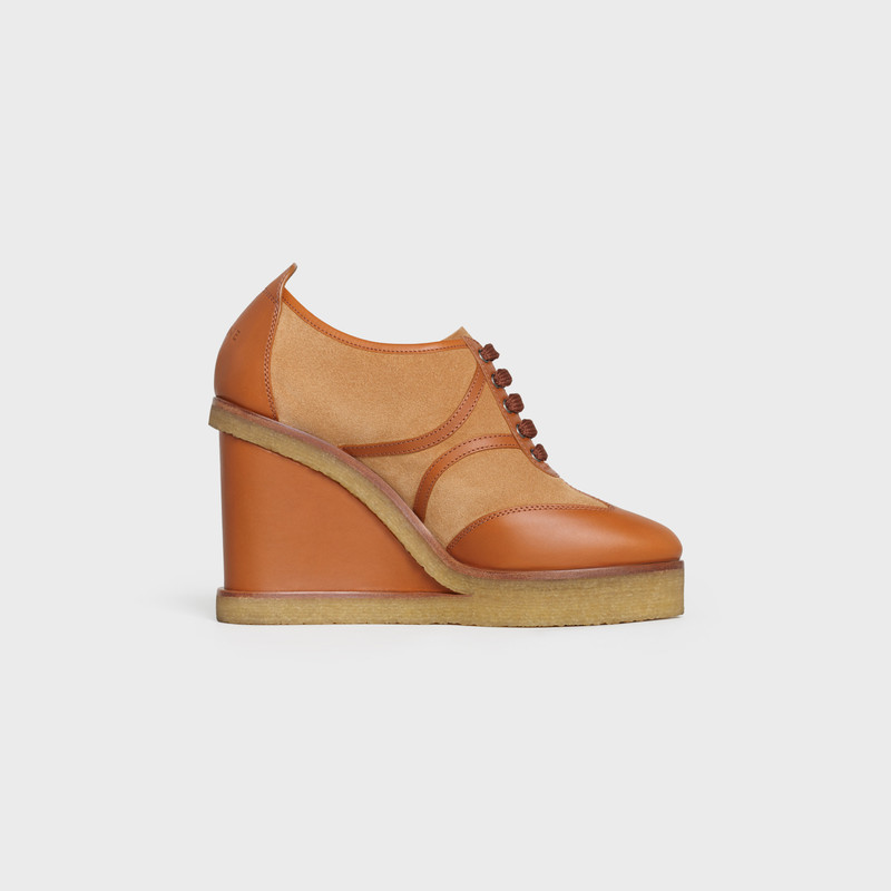 MANON WEDGE LACE UP  IN  CALFSKIN AND SUEDE CALFSKIN 1
