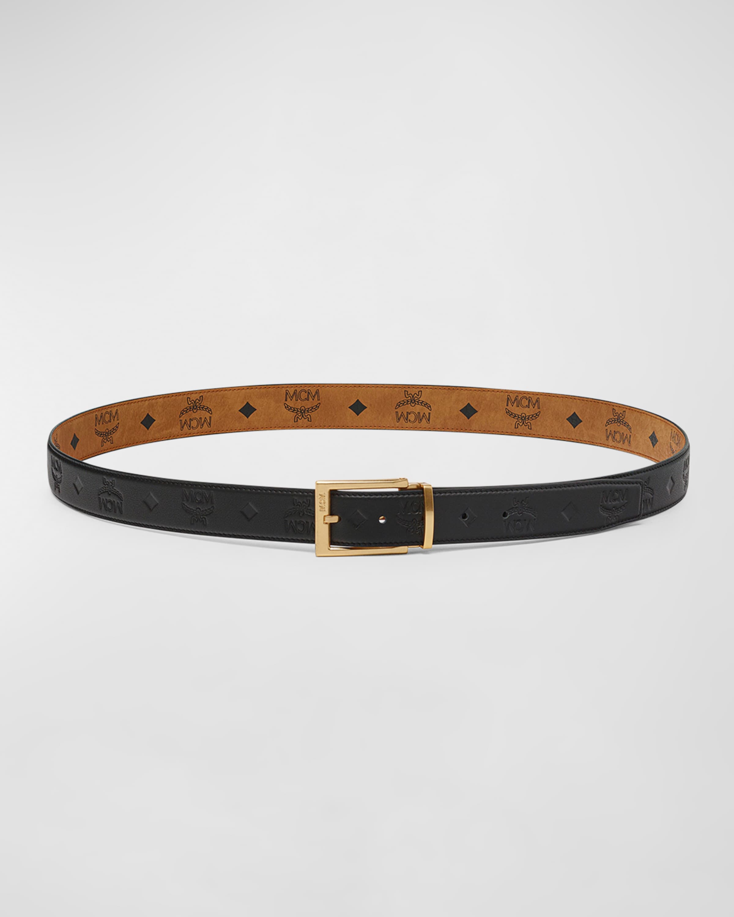 Men's Embossed Monogram Leather Reversible Belt - 1