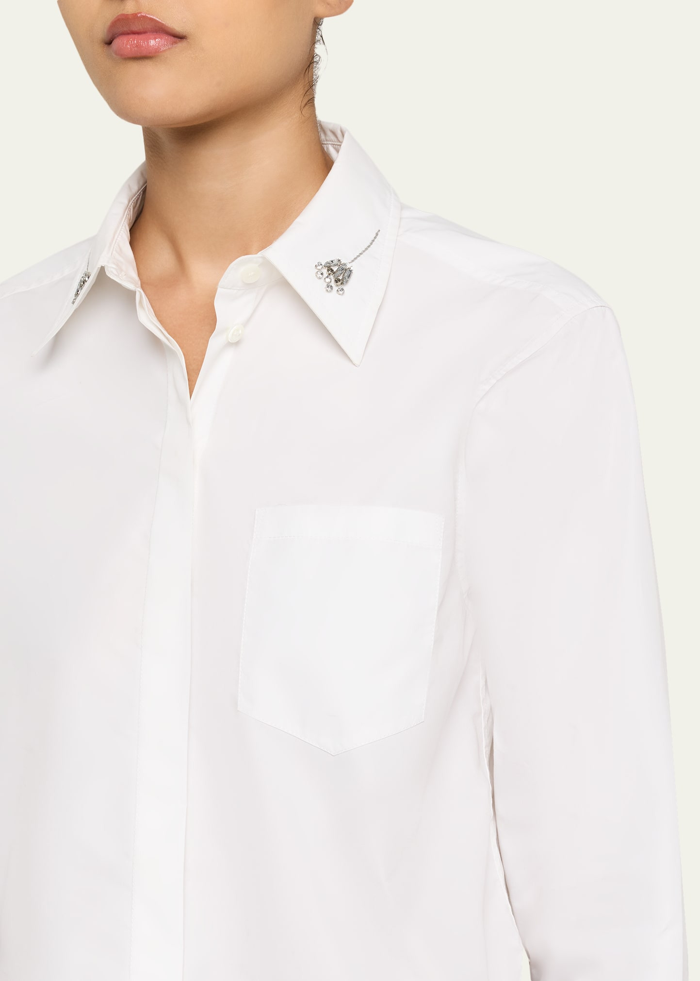 Long-Sleeve Shirt with Embellished Collar - 5