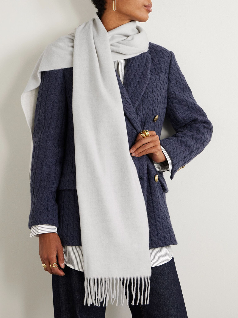 Brunello Cucinelli Fringed cashmere scarf Light gray outlook