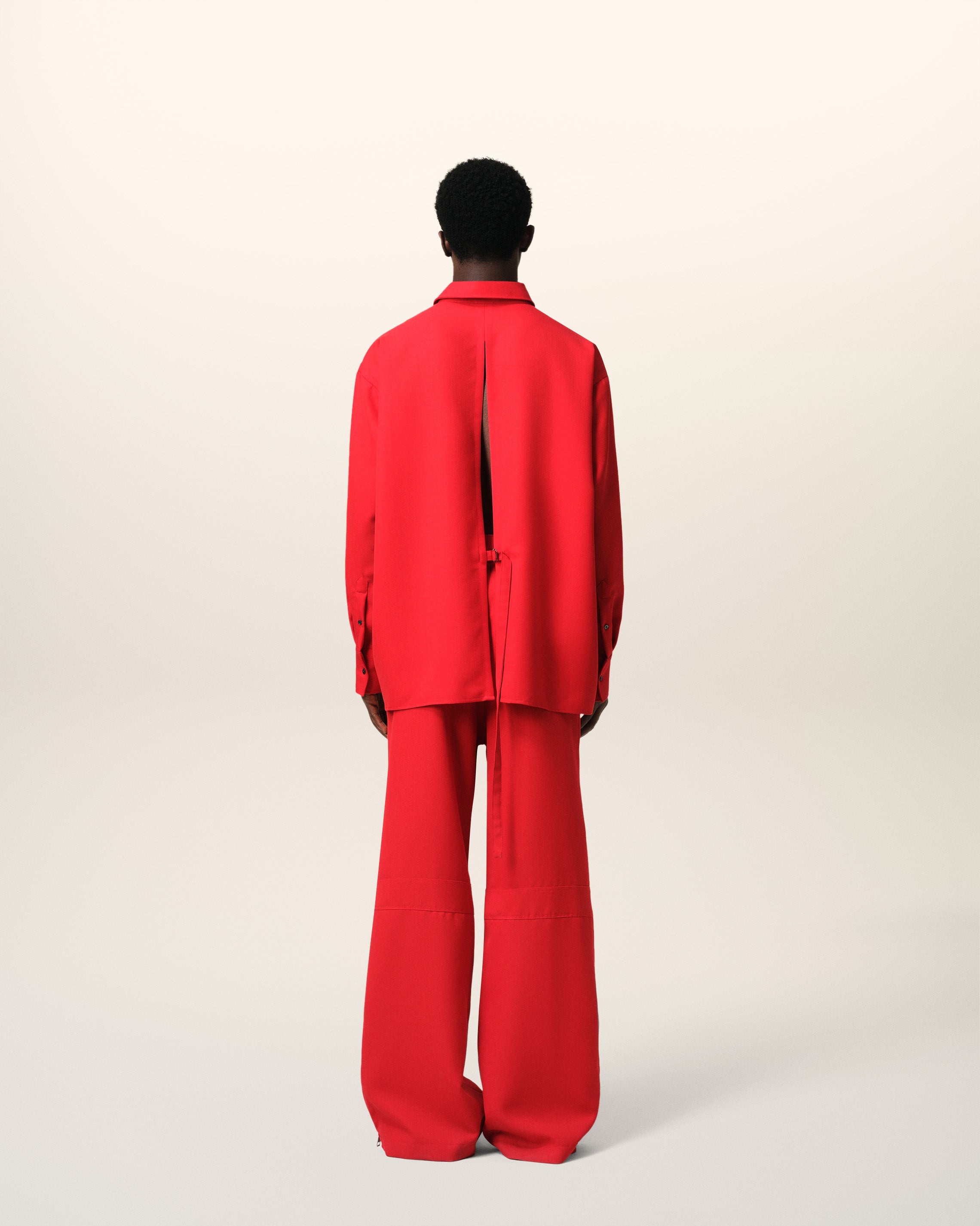 RED WOOL BACK SLIT LOOSE SHIRT - 5