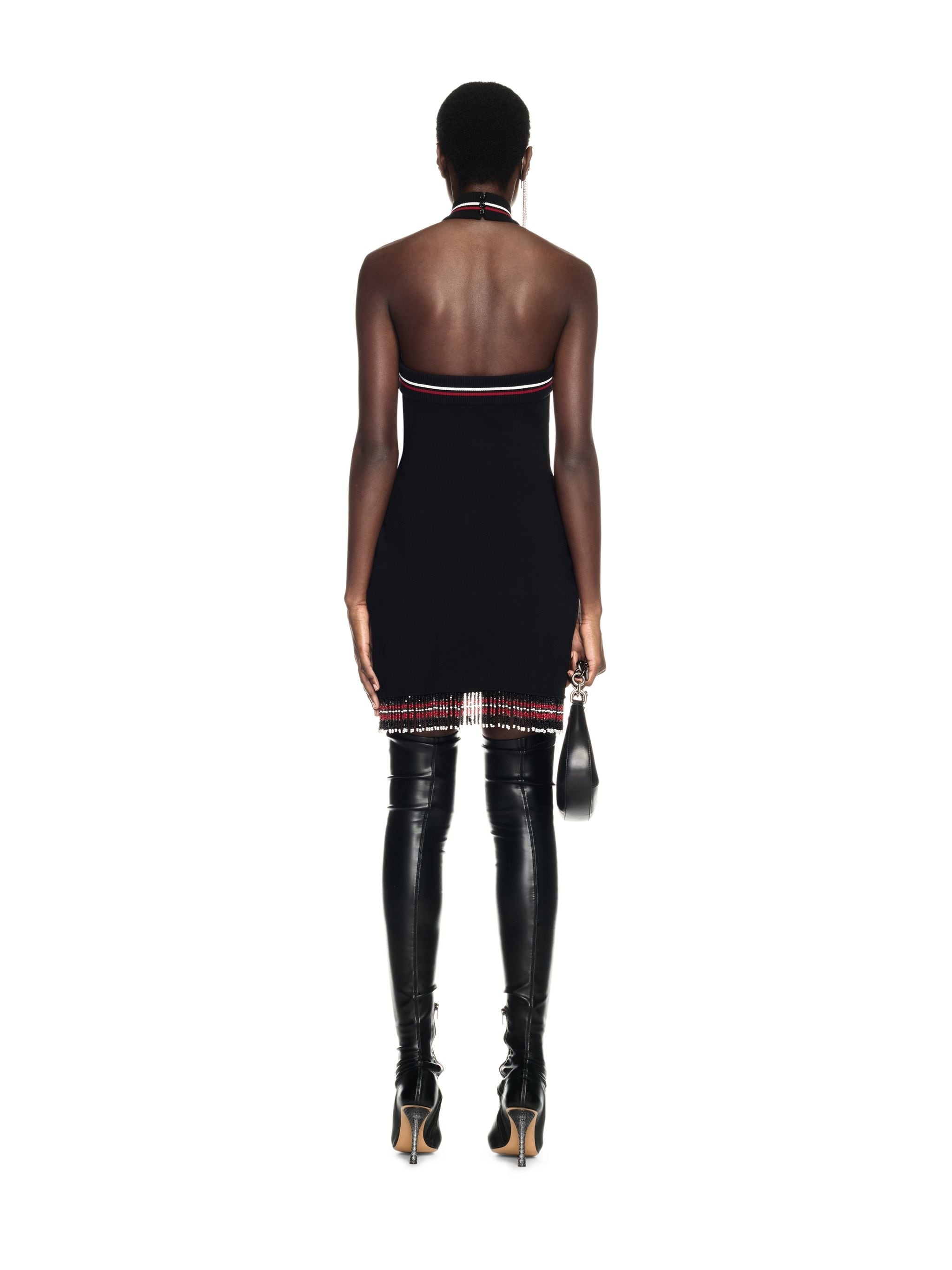 Black Cross Collar Mini Dress - 4