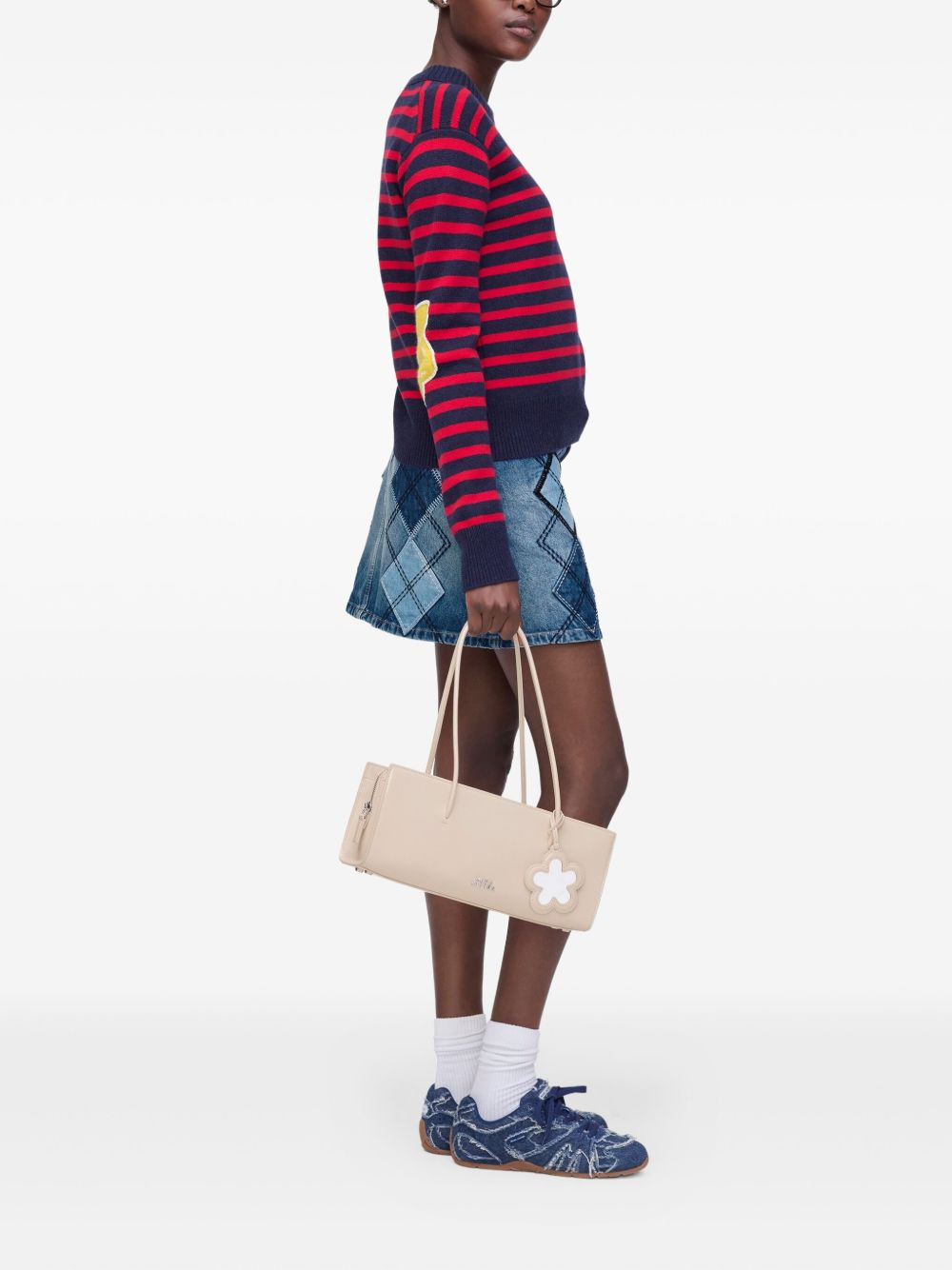 striped-pattern flower-embellished sweater - 2