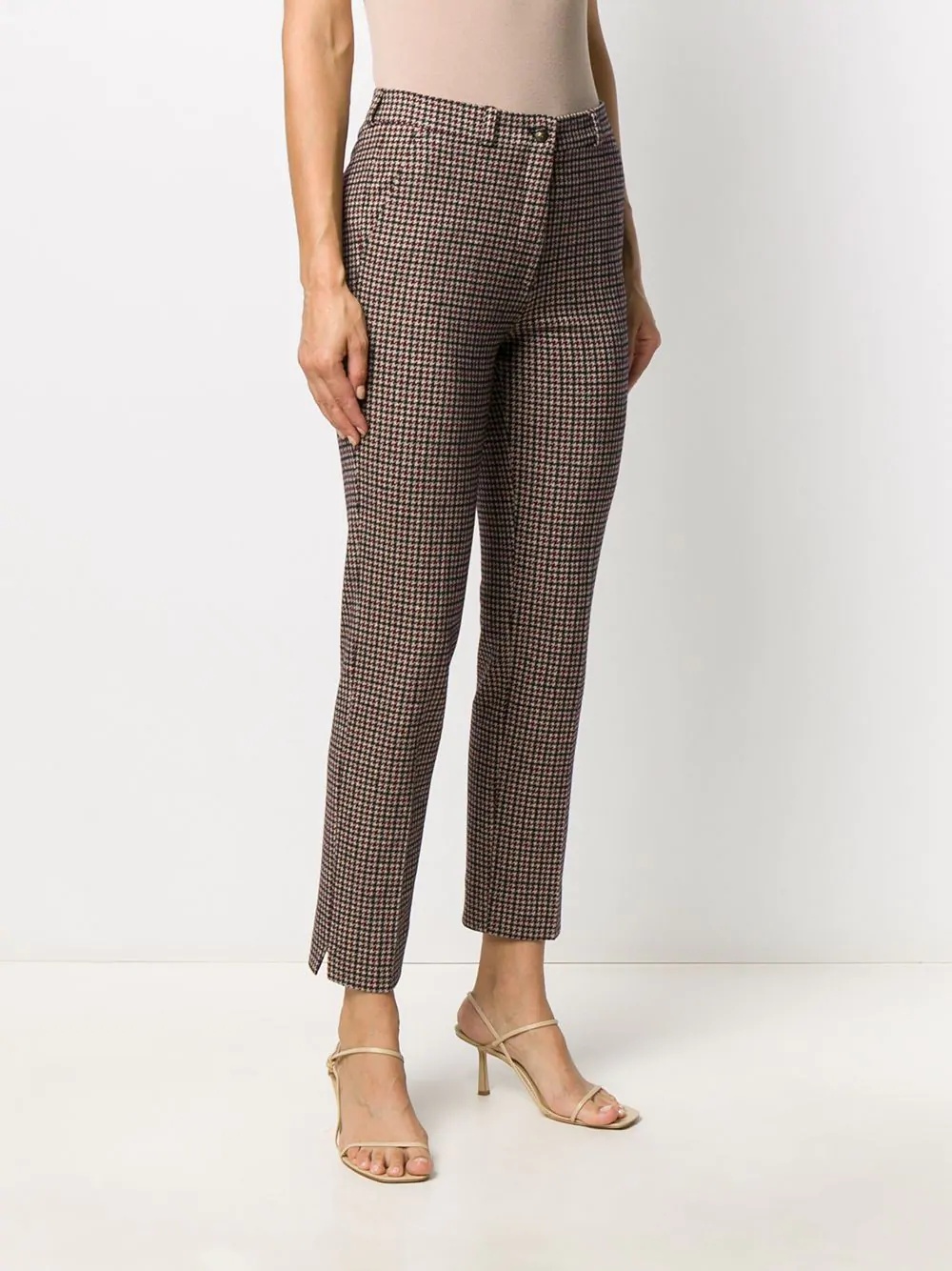 cropped houndstooth print trousers - 3