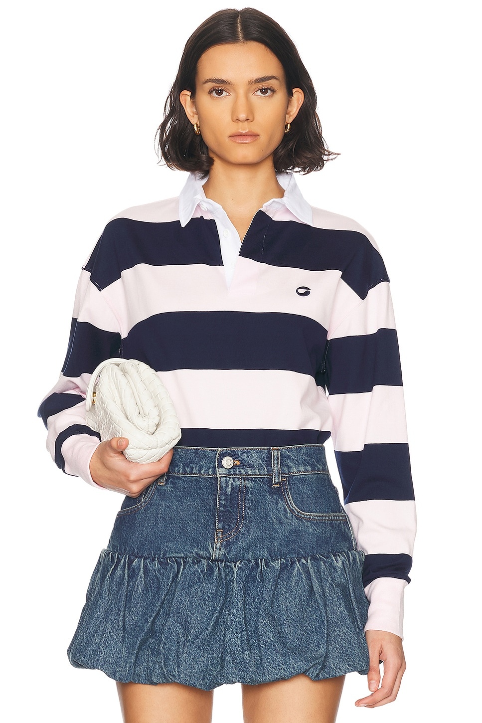 Striped Long Sleeve Polo Bodysuit - 1