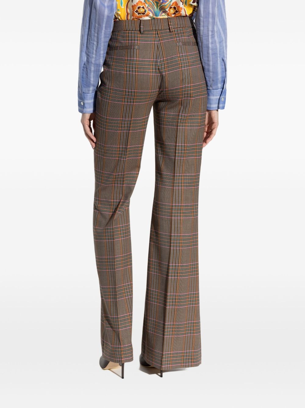 plaid flared trousers - 3