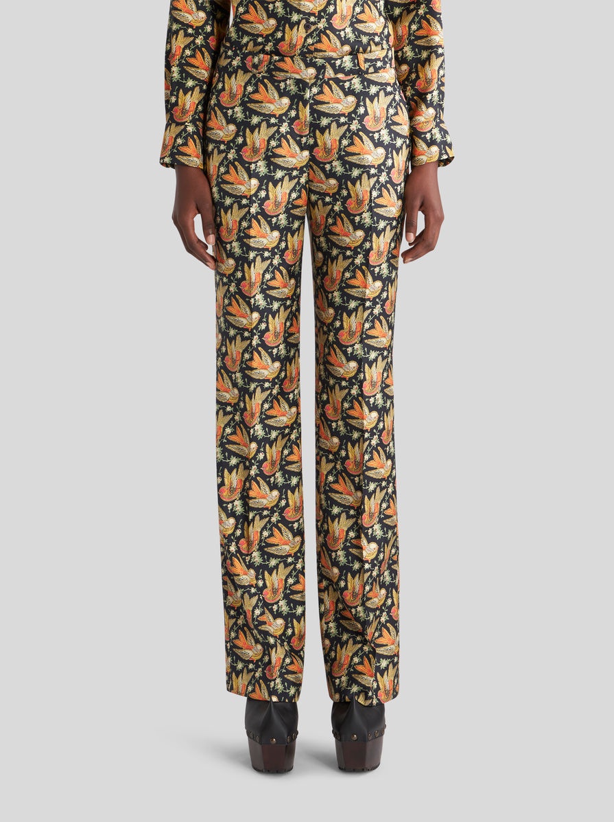 TWILL TROUSERS WITH BIRD PRINT - 2