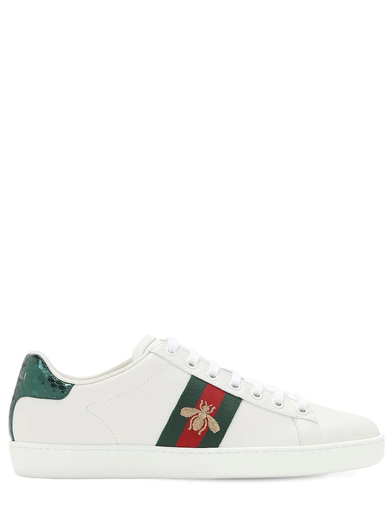 NEW ACE EMBROIDERED BEE LEATHER SNEAKERS - 1