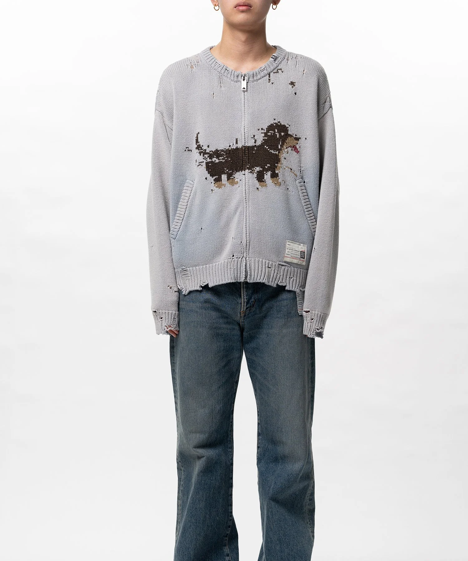 Maison MIHARAYASUHIRO Dog Jacquard Knit Cardigan - A16CD501#BLUE