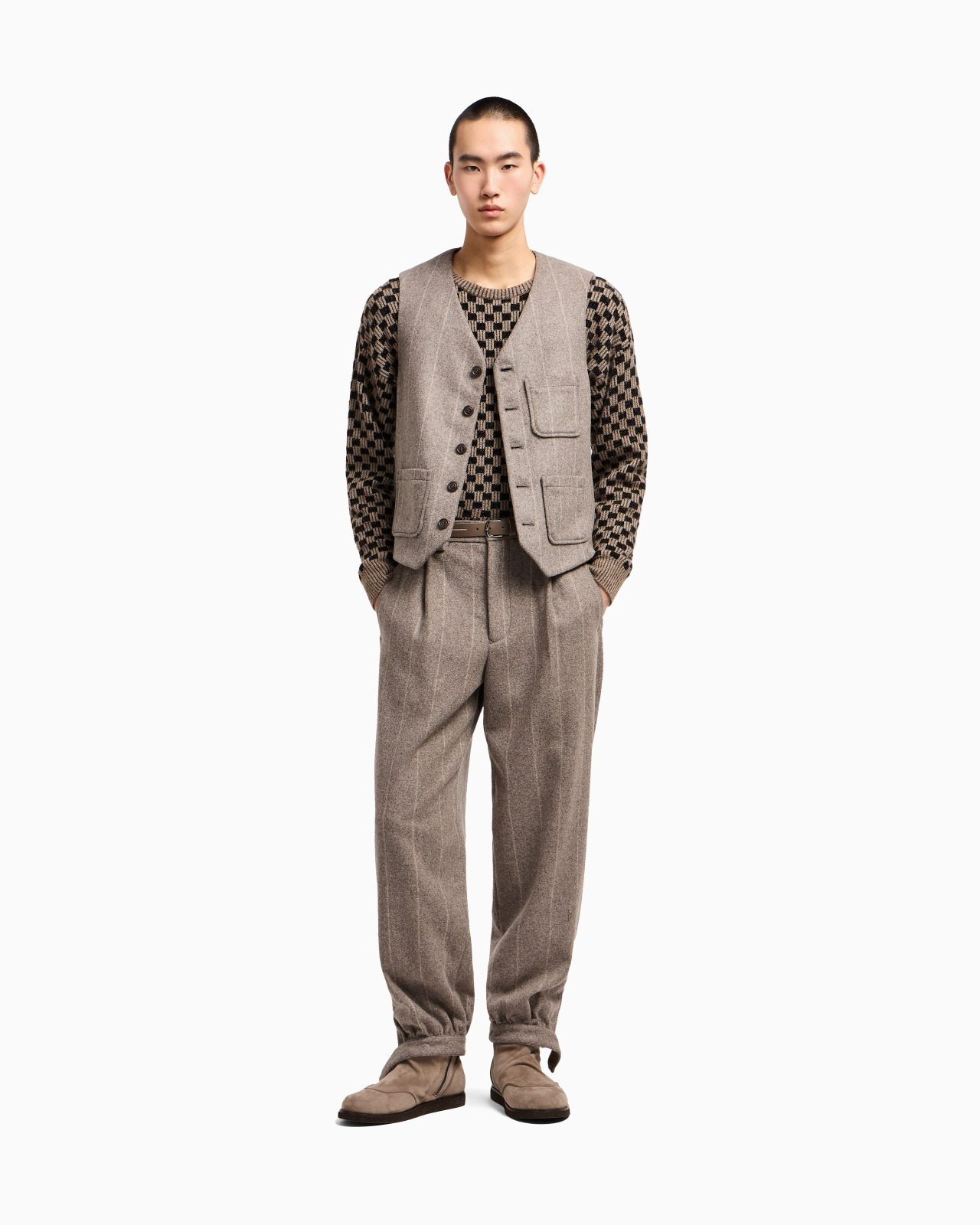 CREW-NECK JUMPER IN CASHMERE AND SILK BLEND JACQUARD - 2