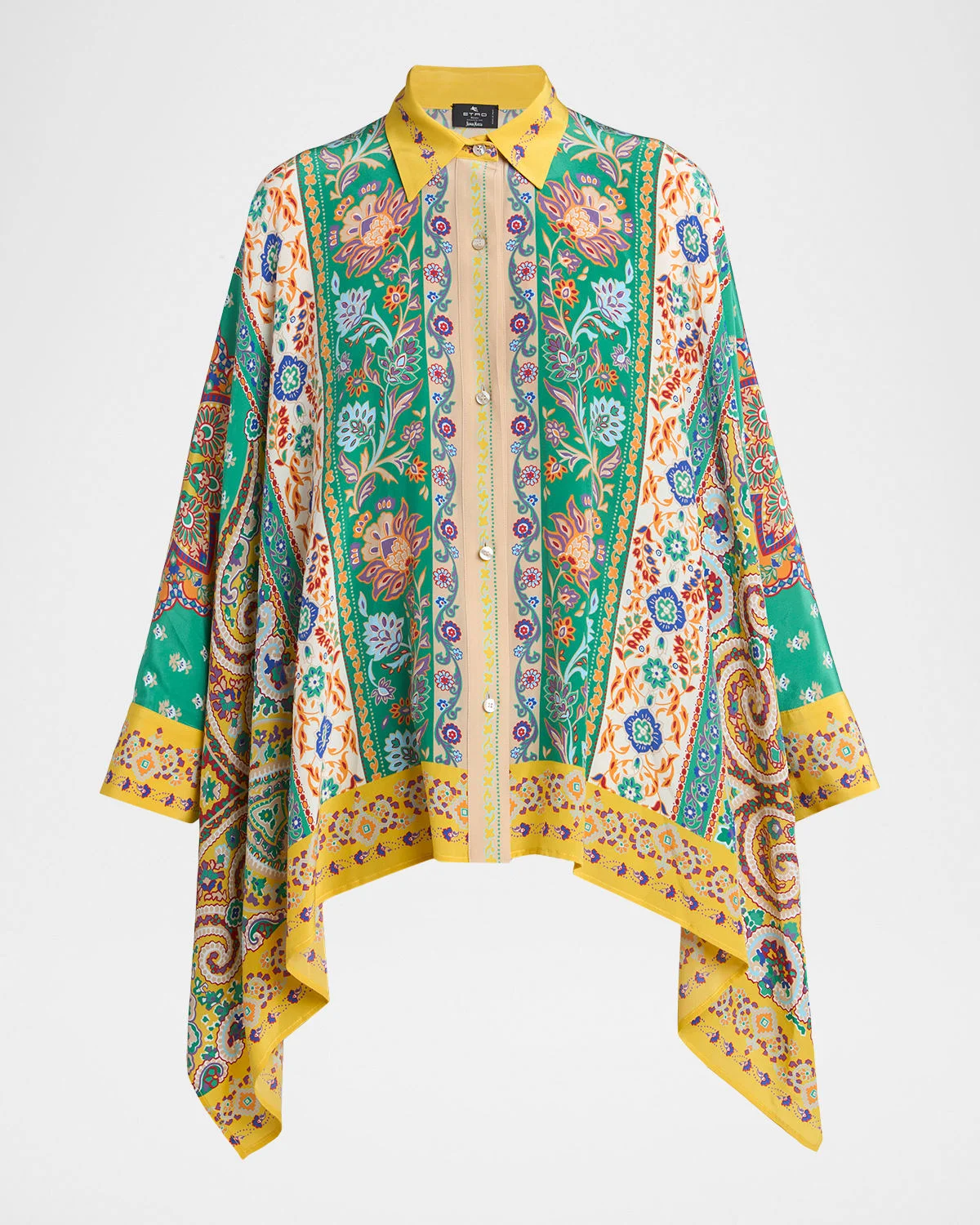 Collared Paisley Silk Shirt - 1