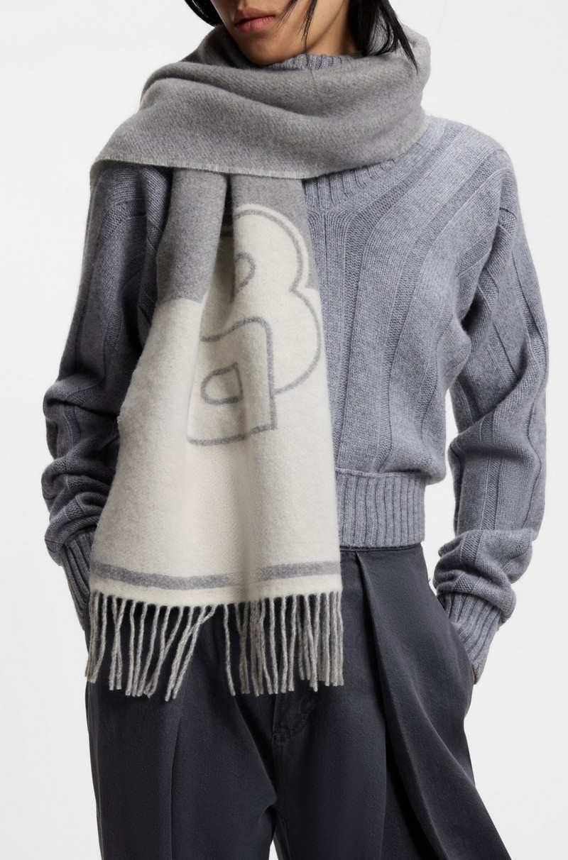 BOSS WOOL SCARF WITH DOUBLE B MONOGRAM outlook