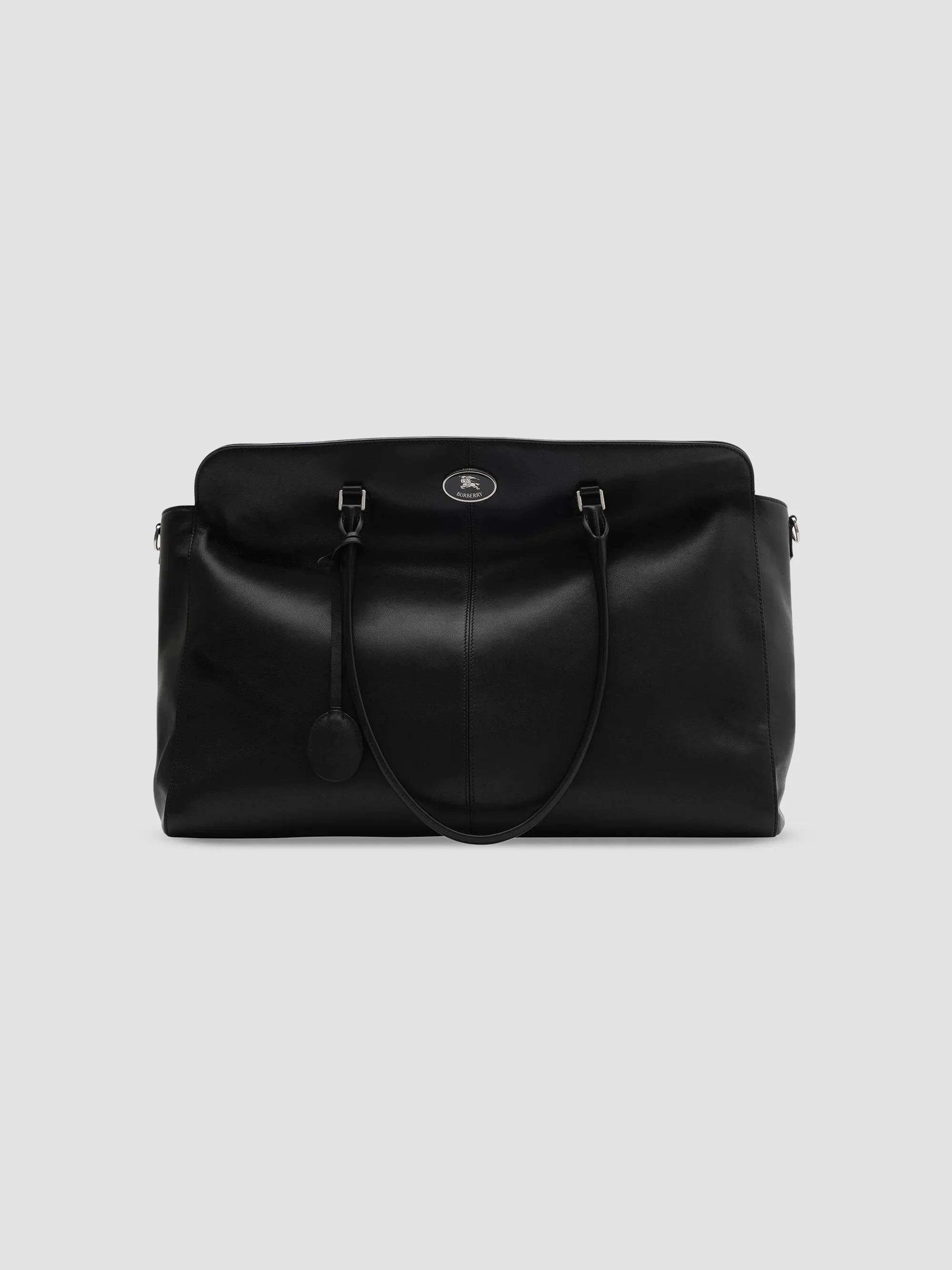 Men's Knight Stamp Leather Tote Bag - Black - 1