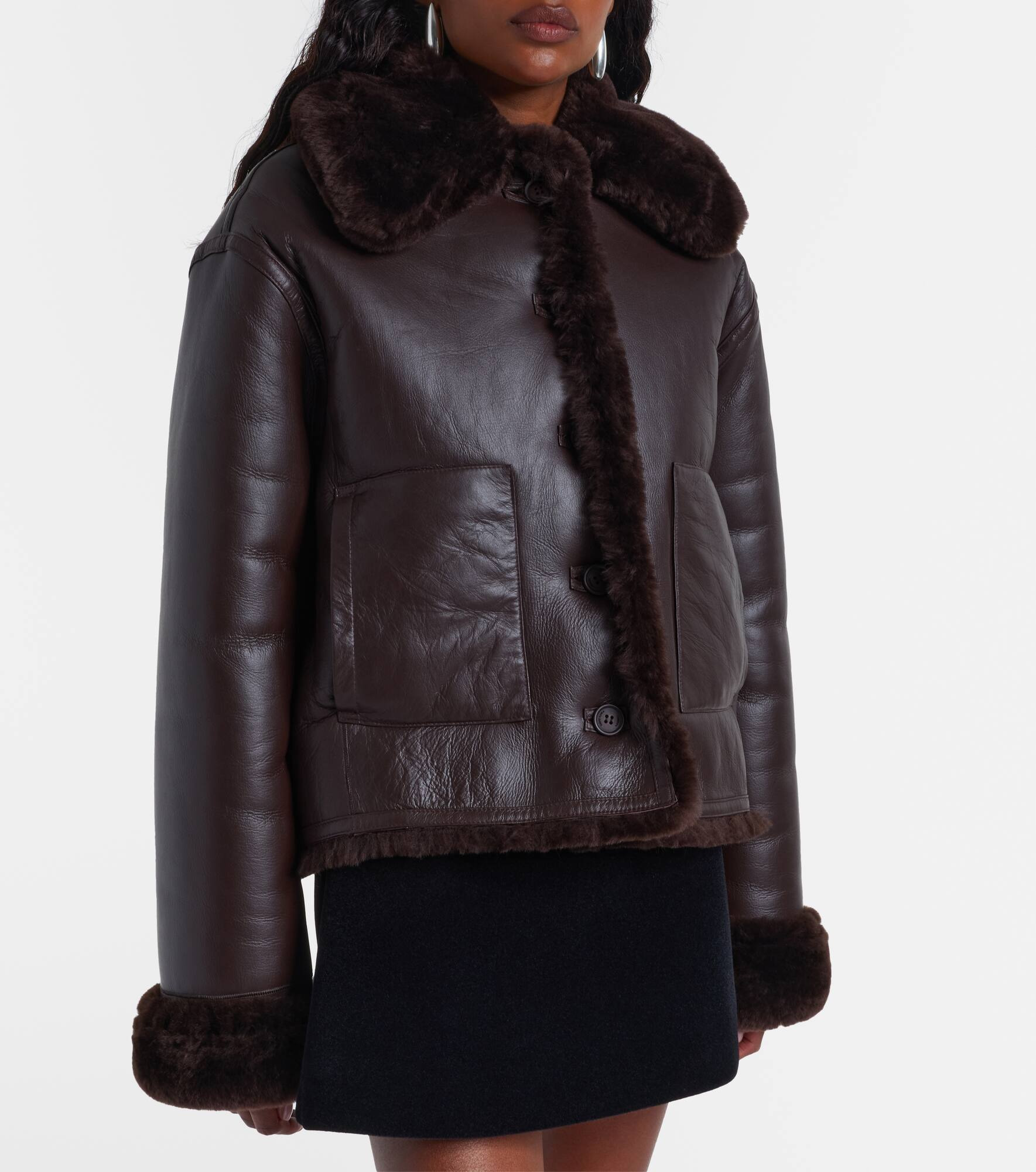 Reversible shearling and leather jacket - 6