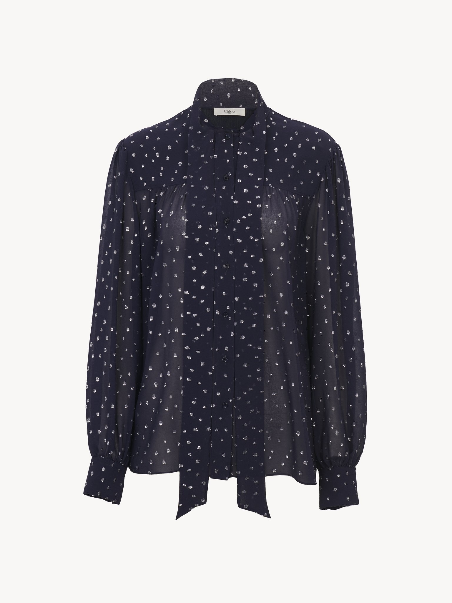LAVALLIÈRE BLOUSE IN SILK & LUREX DOTS - 2