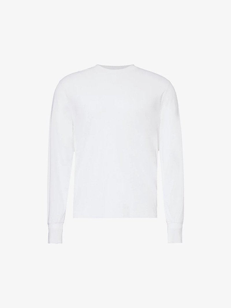 Crewneck long-sleeve woven-blend T-shirt - 1