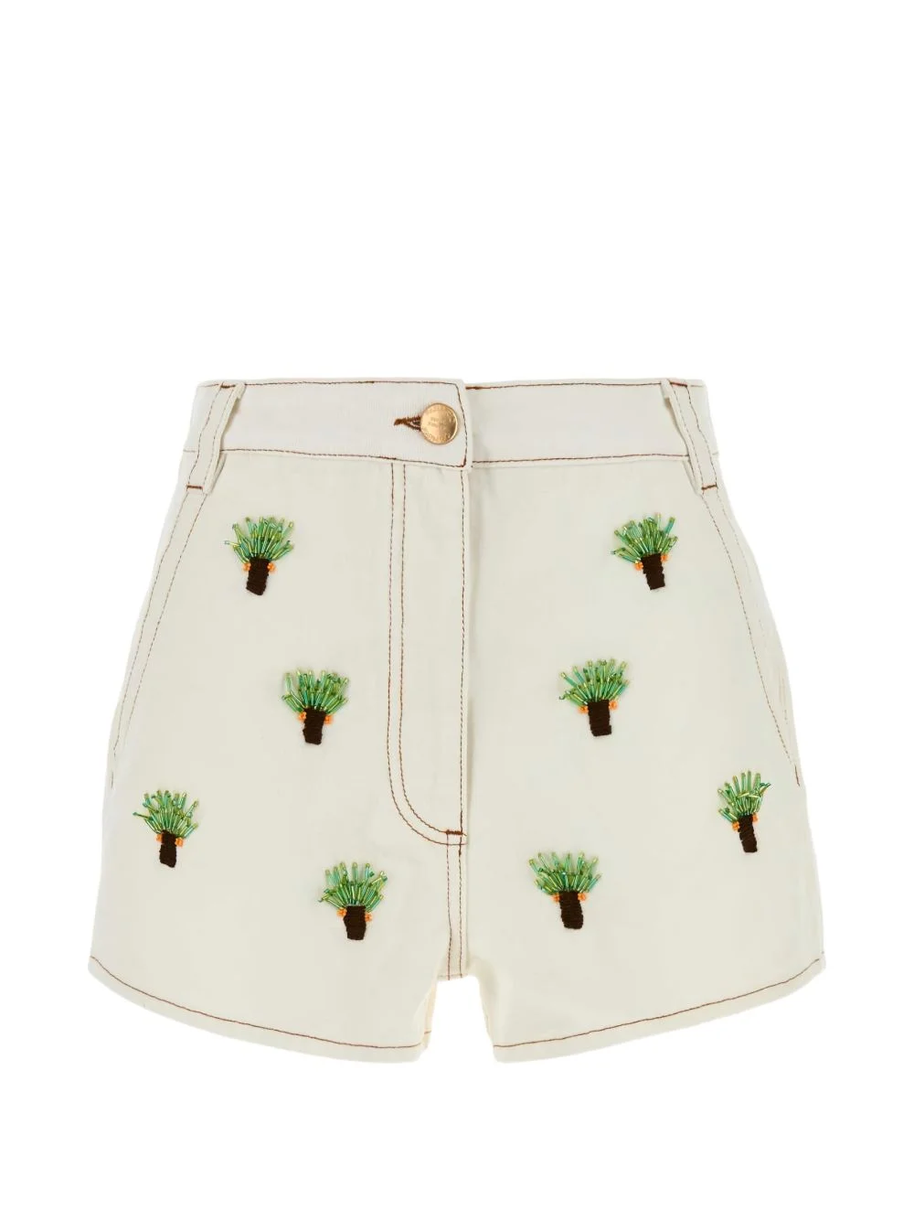 embroidered denim shorts - 1