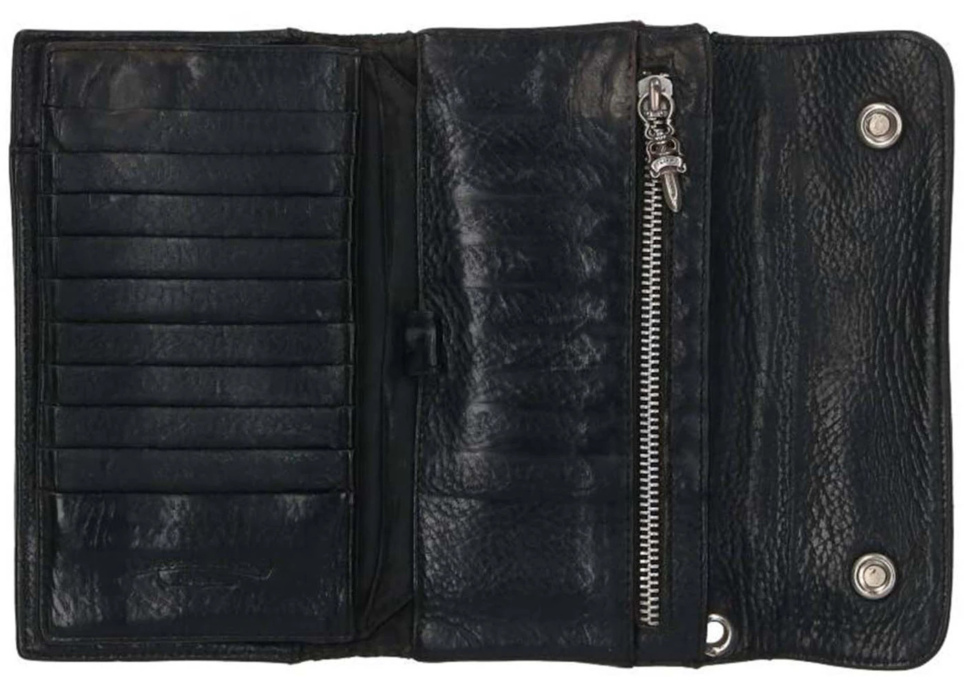 Chrome Hearts Cross Ball Button Leather Wallet Black - 3