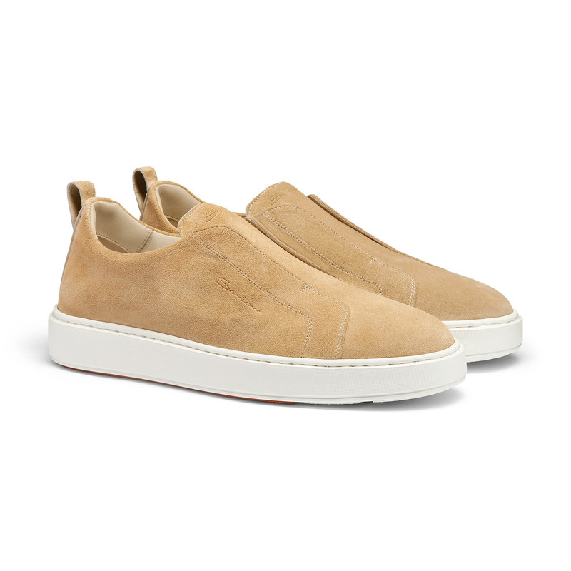 Men's beige suede slip-on sneaker 3