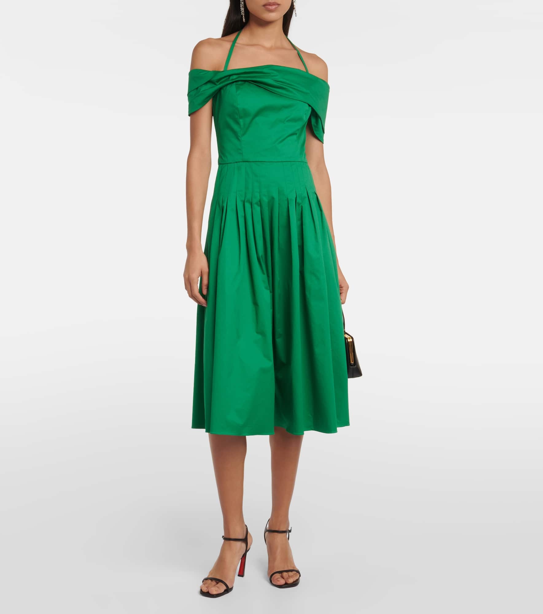 Off-shoulder silk midi dress - 2