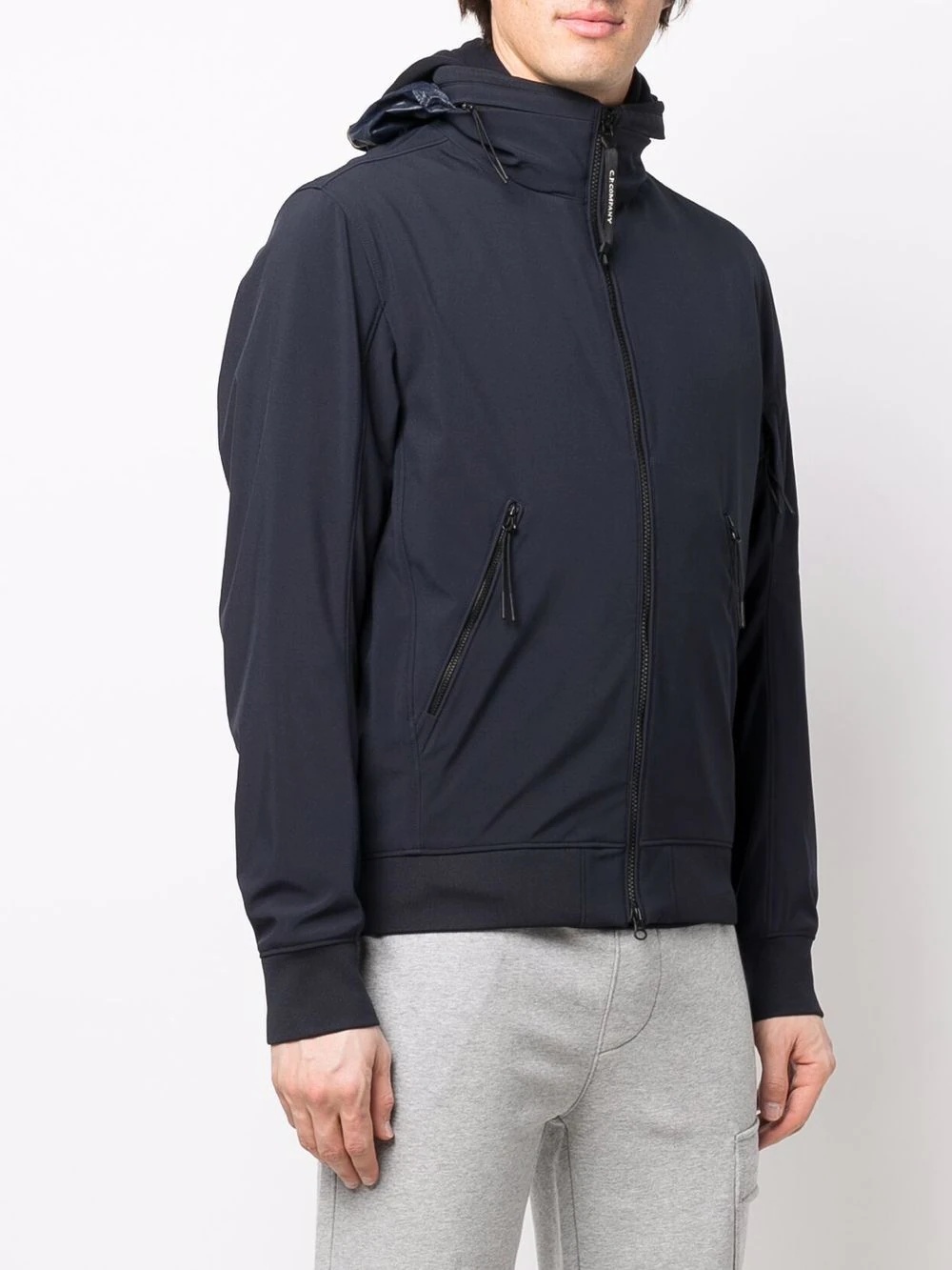 concealed-hood zip-up jacket - 3