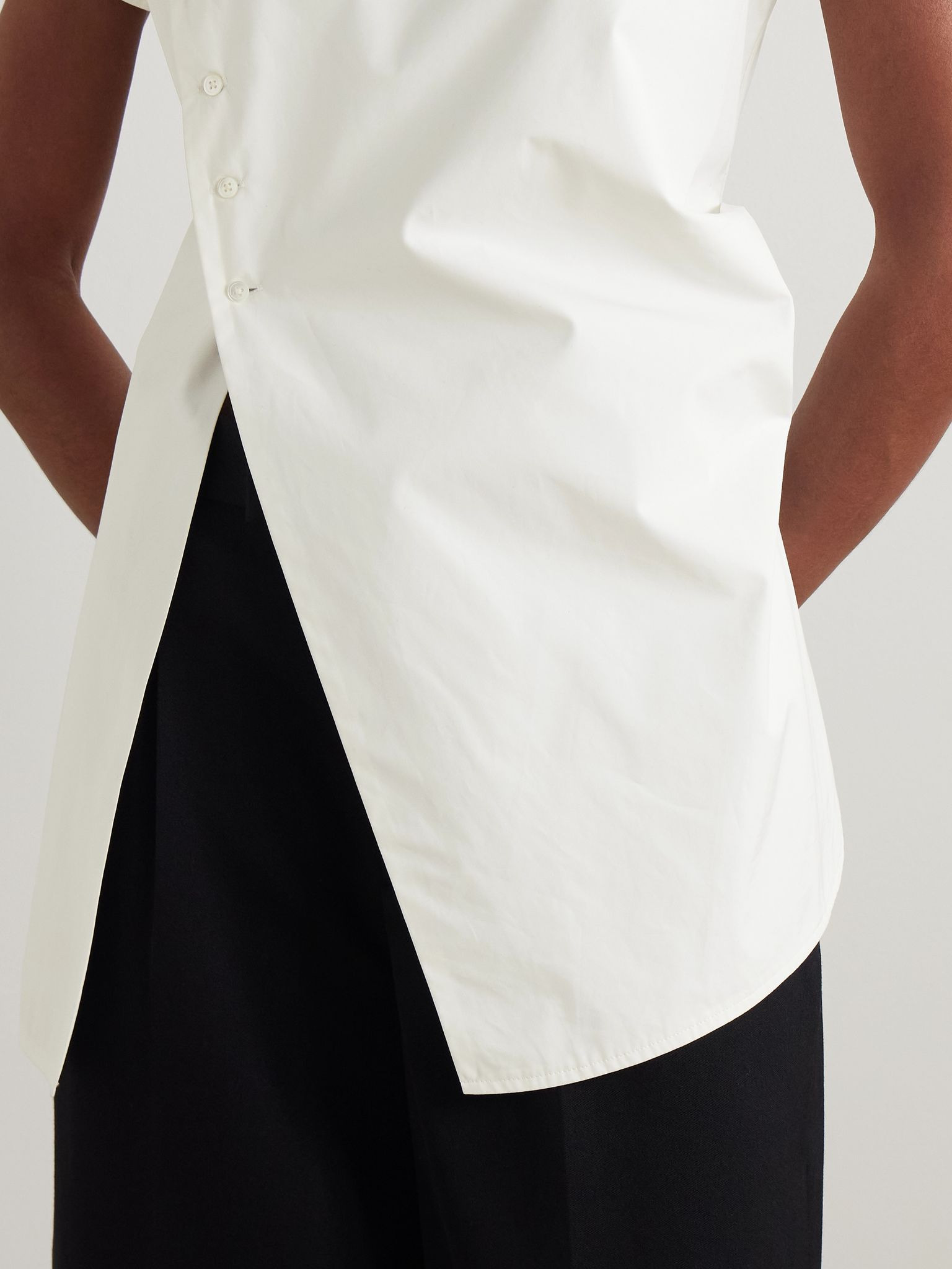 Asymmetric cotton-poplin top White - 6