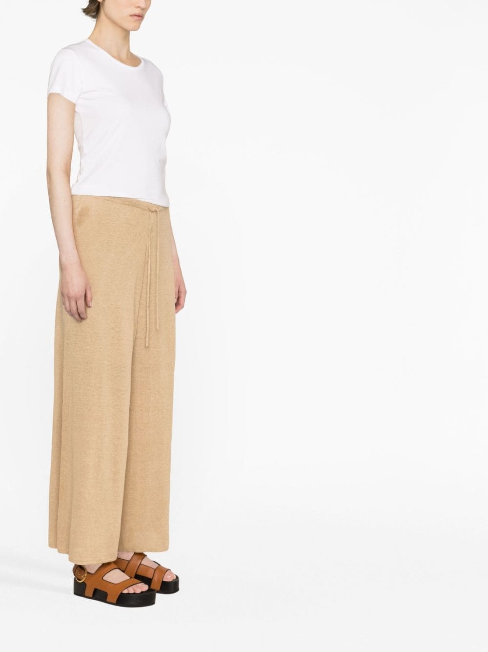 wide-leg linen trousers - 3