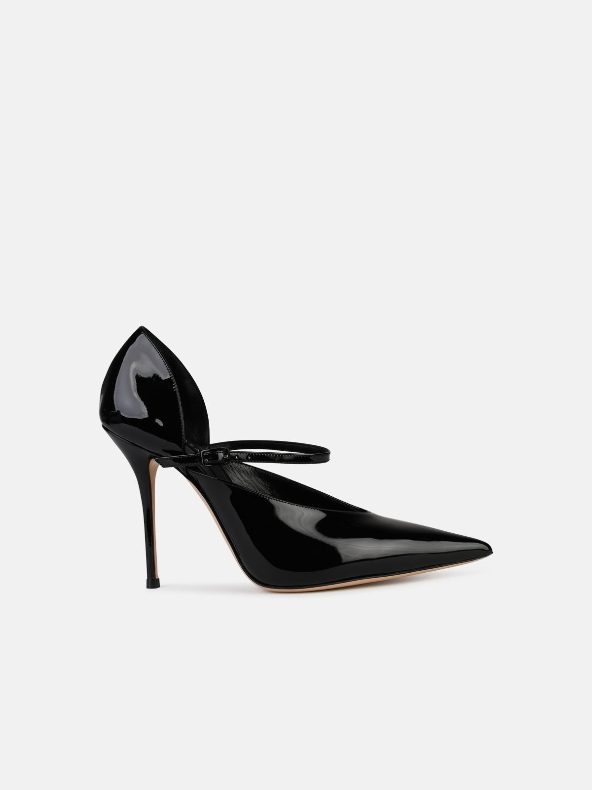 'SCARLET' BLACK SHINY LEATHER PUMPS - 1