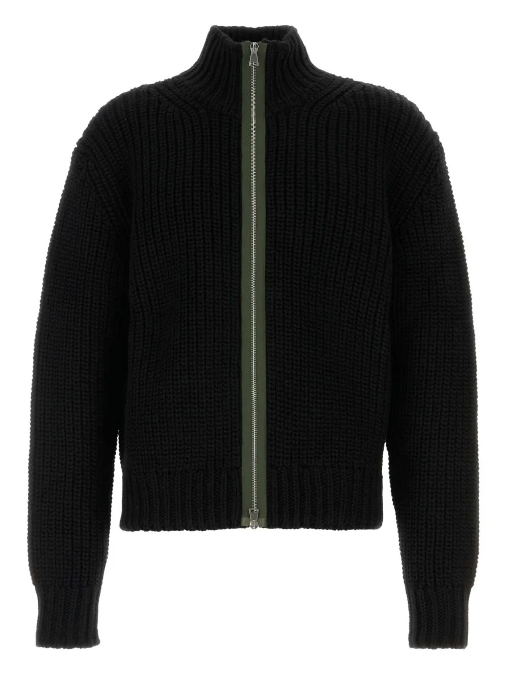 high-neck zip-front cardigan - 1