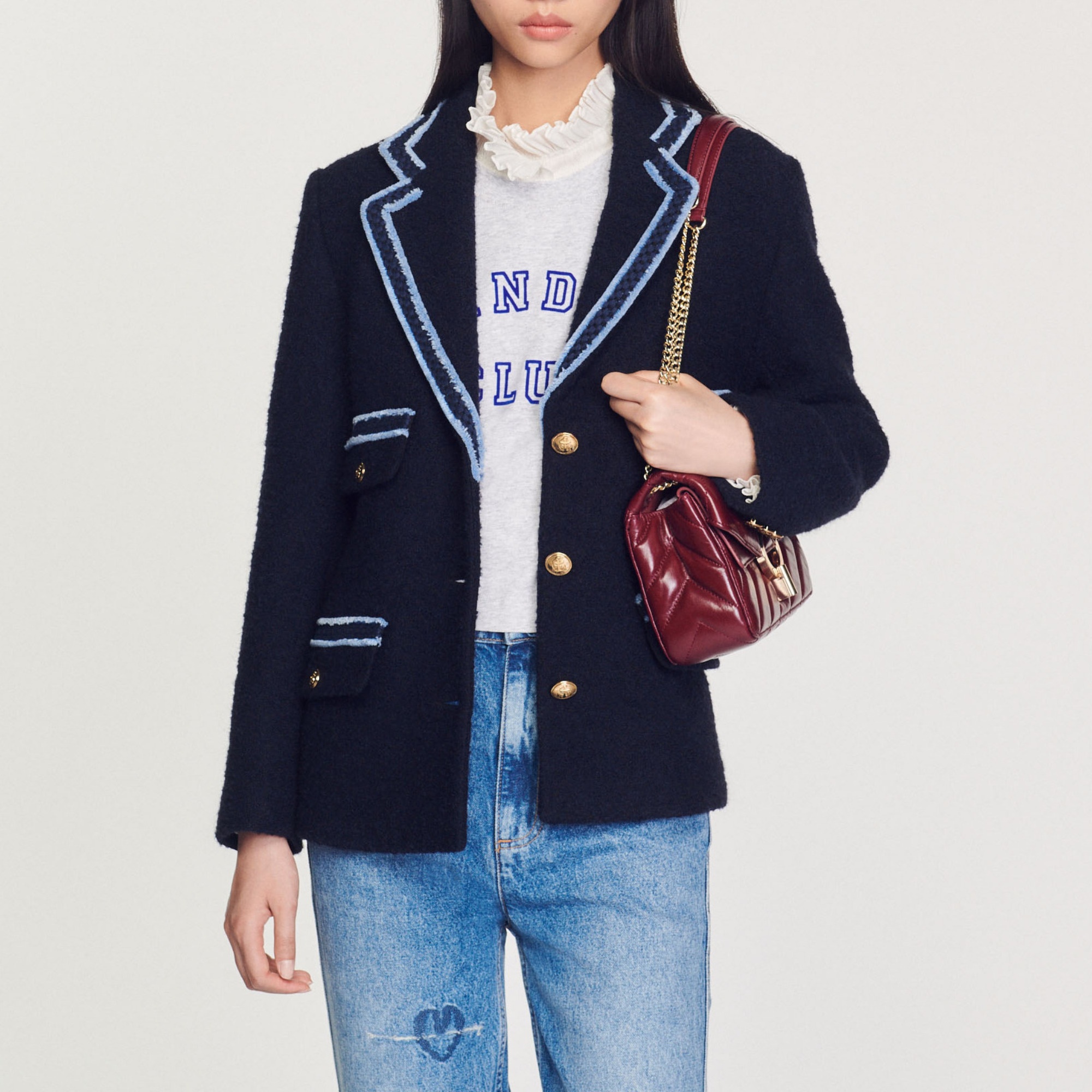 Tweed jacket with contrasting trim - 2