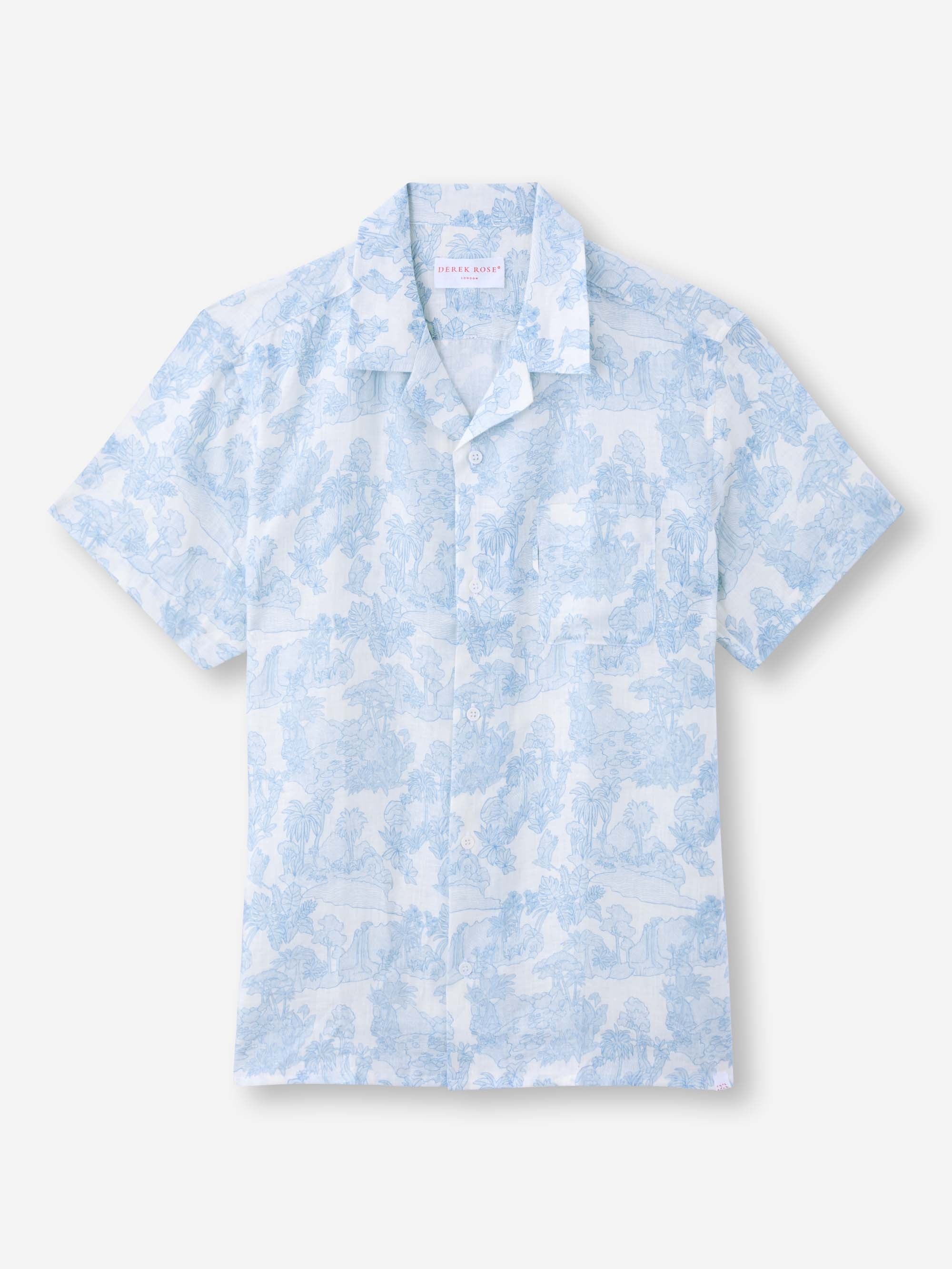 Men's Short Sleeve Shirt Milan 26 Linen White - 2