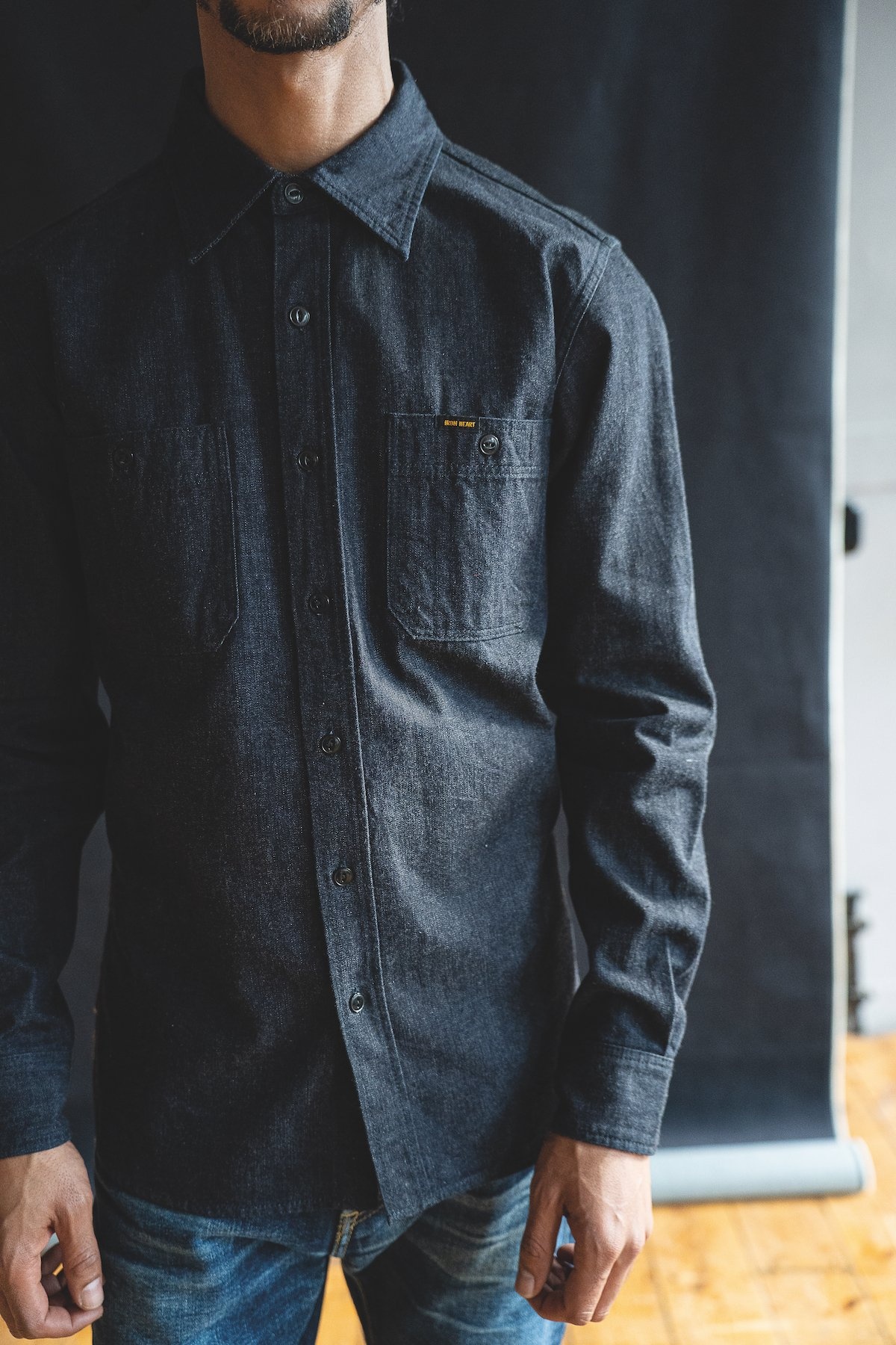 IHSH-351-IND 10oz Selvedge Denim Work Shirt - Indigo - 4